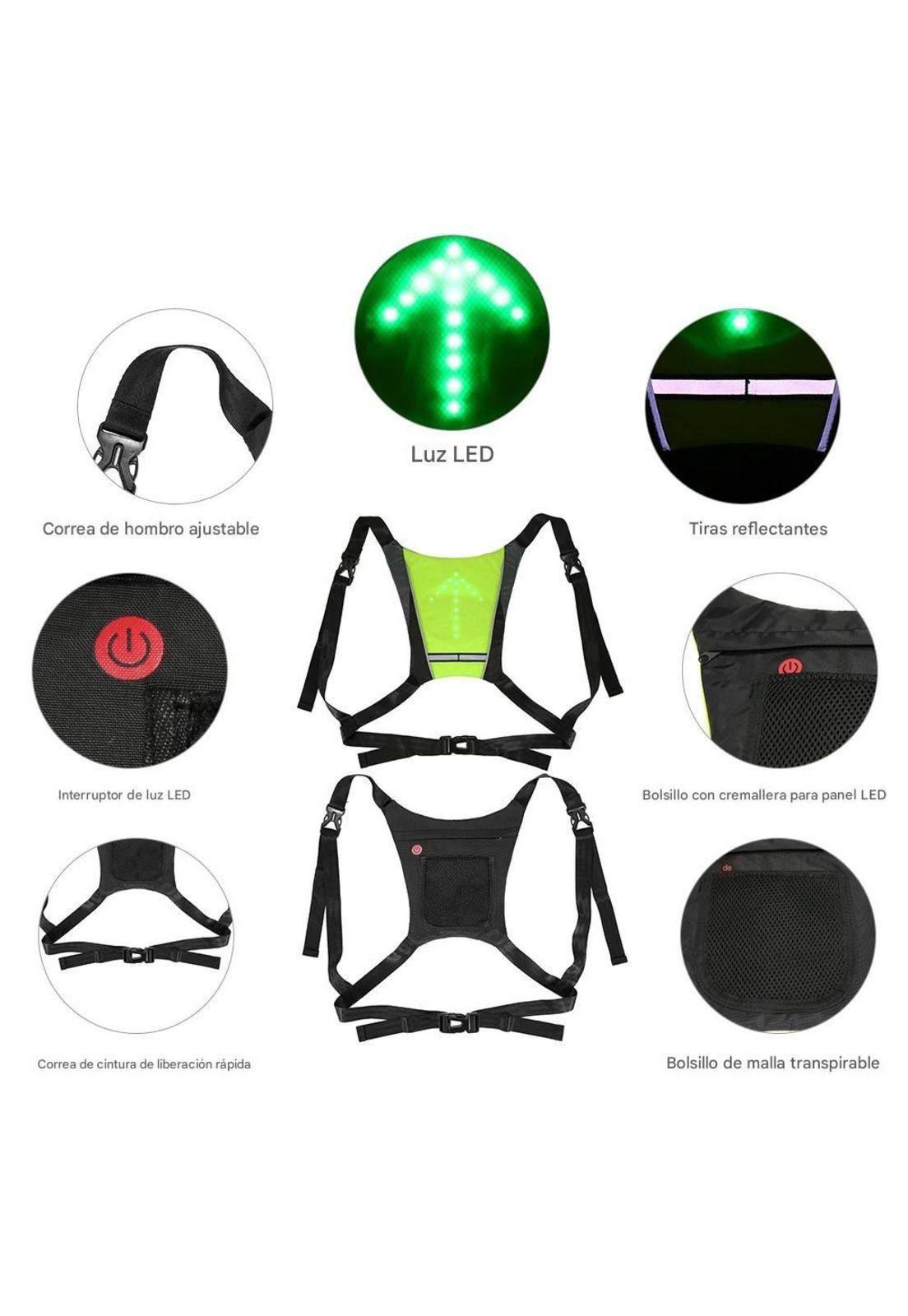 Chaleco LED Reflectante Señalización Ciclismo Control Remoto-5