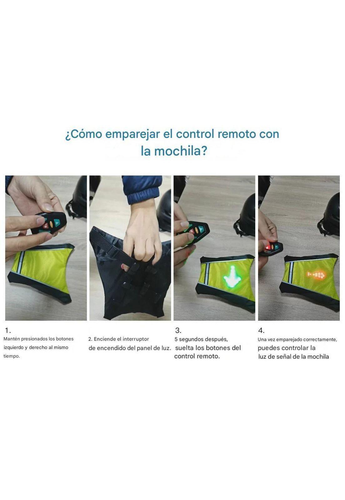 Chaleco LED Reflectante Señalización Ciclismo Control Remoto-9