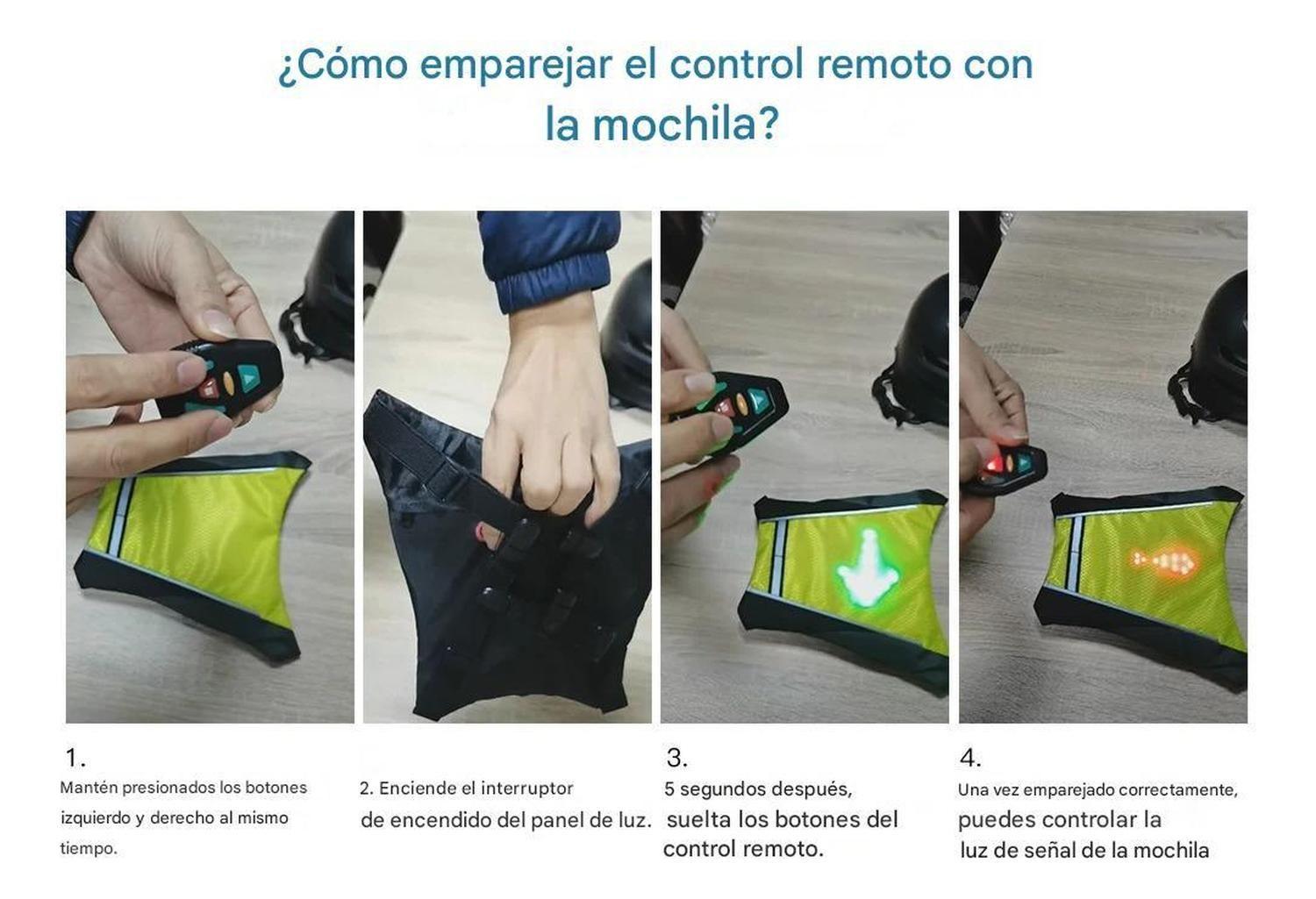 Chaleco Led Reflectante Señalización Ciclismo Control Remoto Verde-9