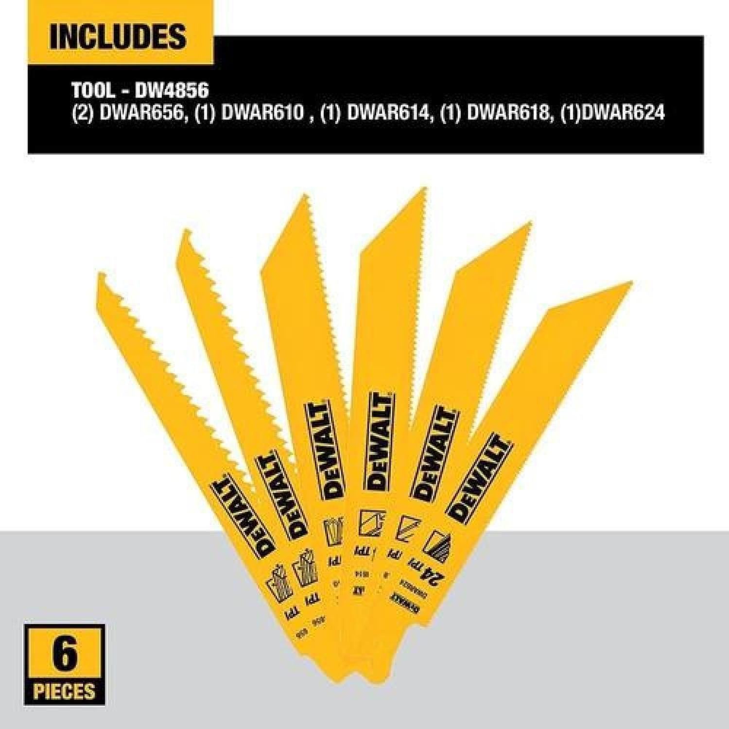 Dewalt Juego 6 Hojas De Sierra Recíproca Bimetalica Dw4856-1
