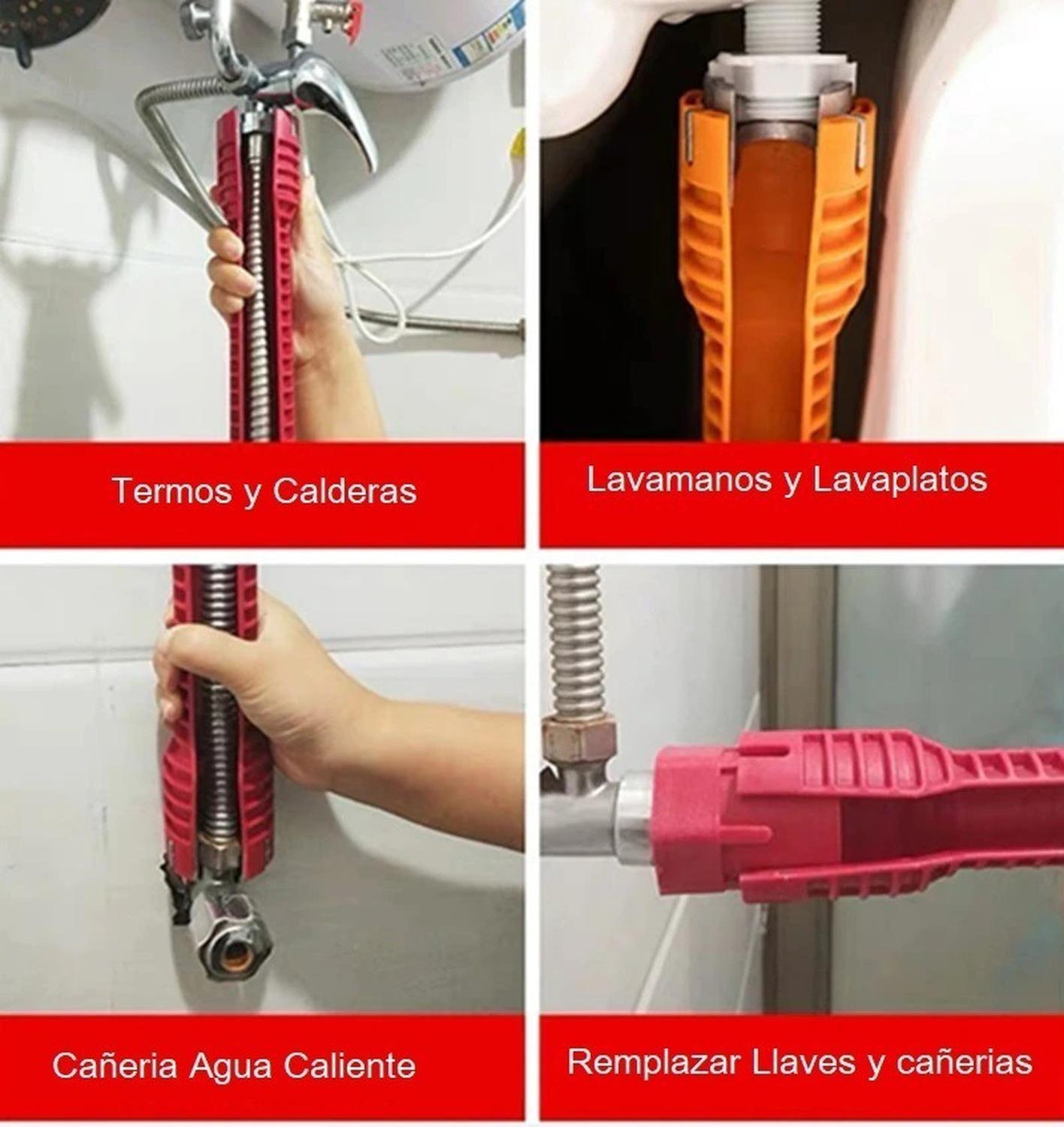 Llave Multi-función Gásfiter Instalación/reparación Grifería Rojo-6