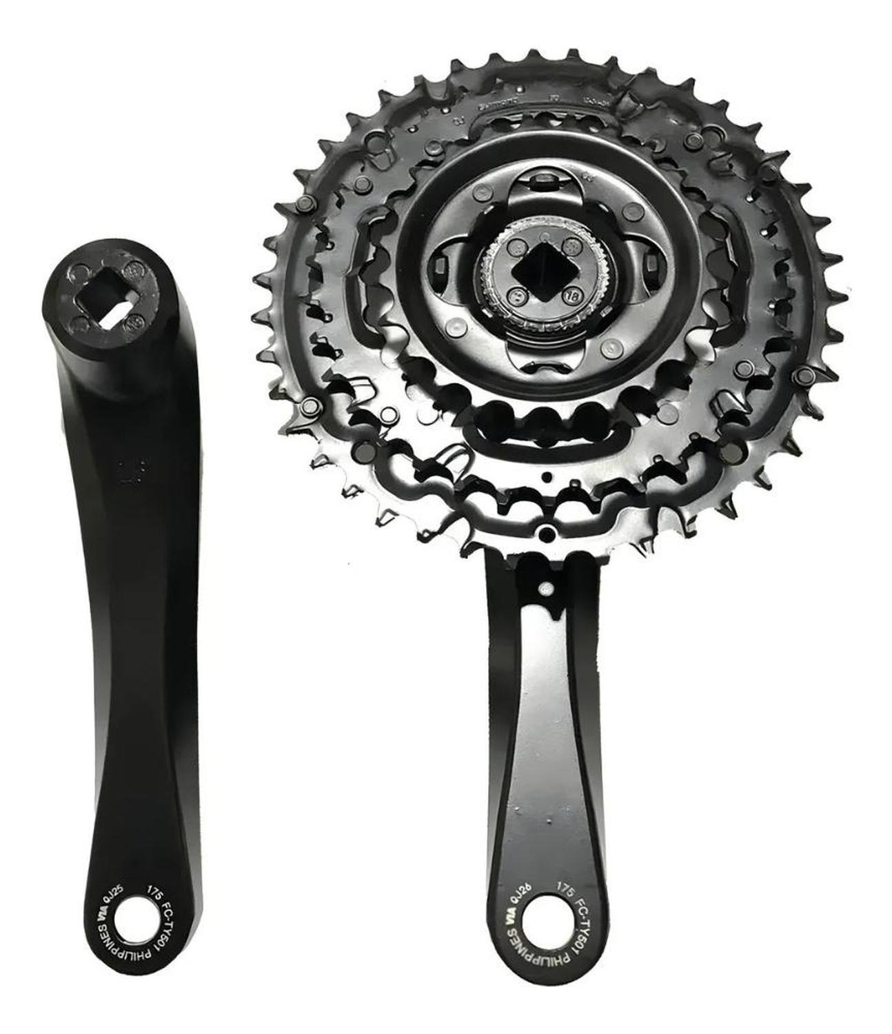 Volante + Biela Shimano Tourney Fc-ty501 170mm 42-34-24t - Negro-3