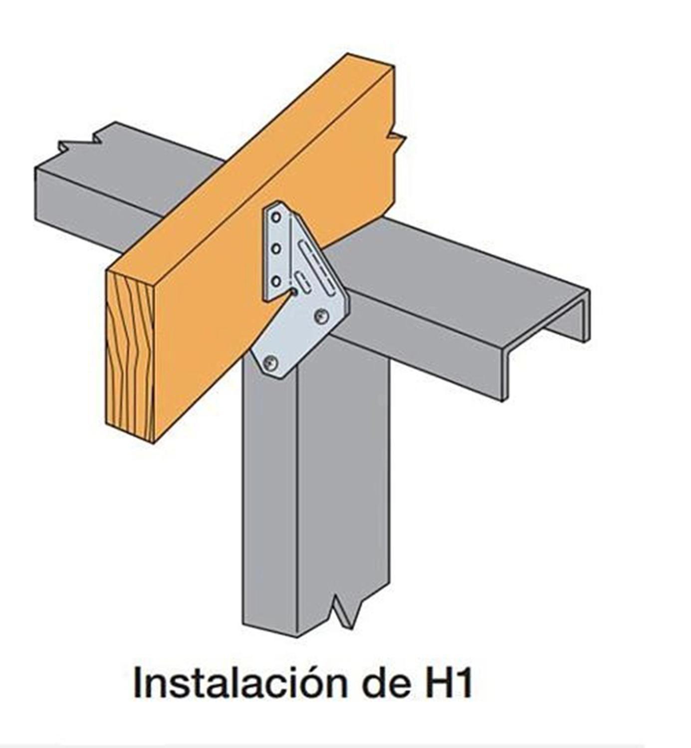Conector Soporte Fijación Viga H1 Madera Galvanizado-4