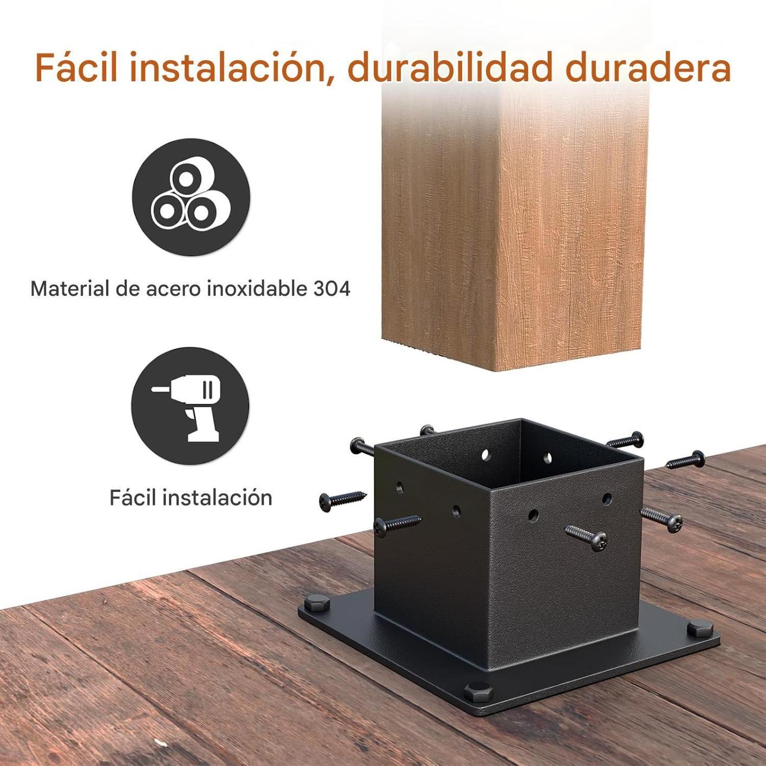 Base De Soporte Para Poste Madera 4x4 Metálica Terraza-1