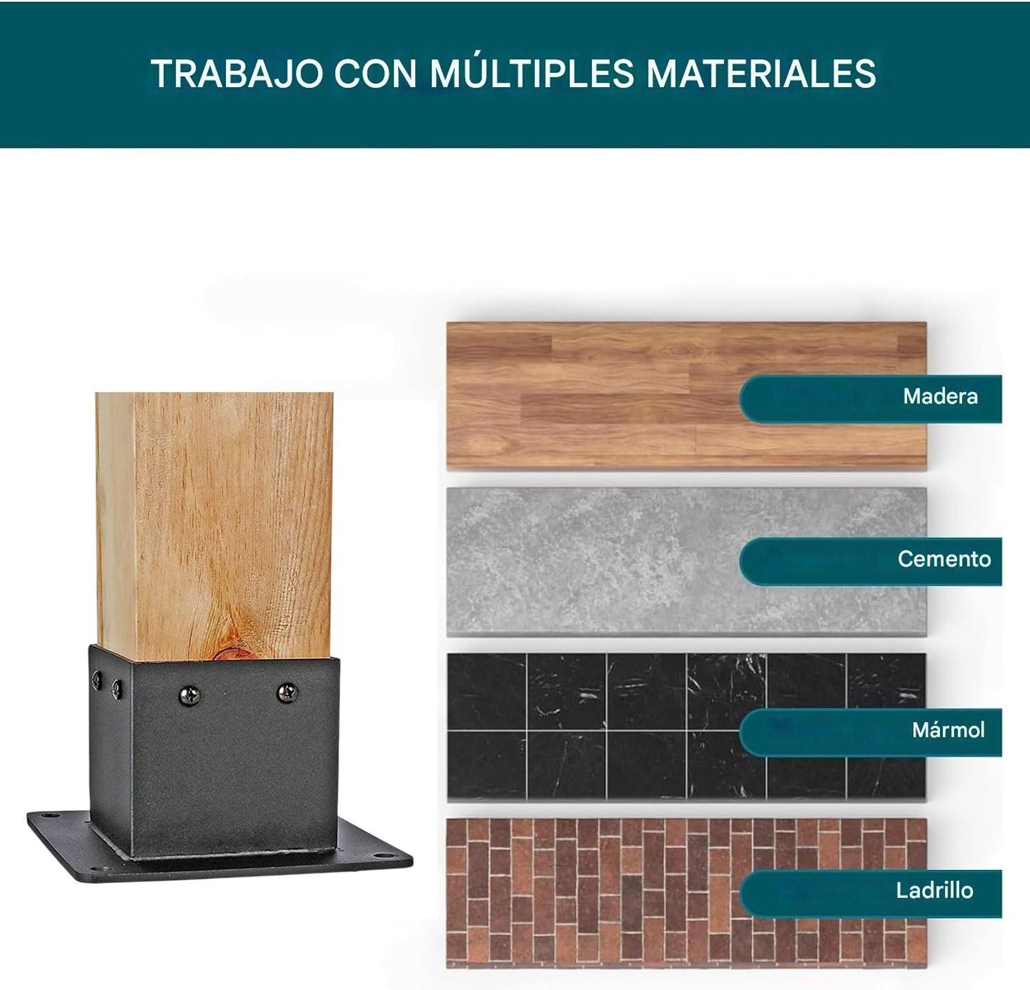 Base De Soporte Para Poste Madera 4x4 Metálica Terraza-2