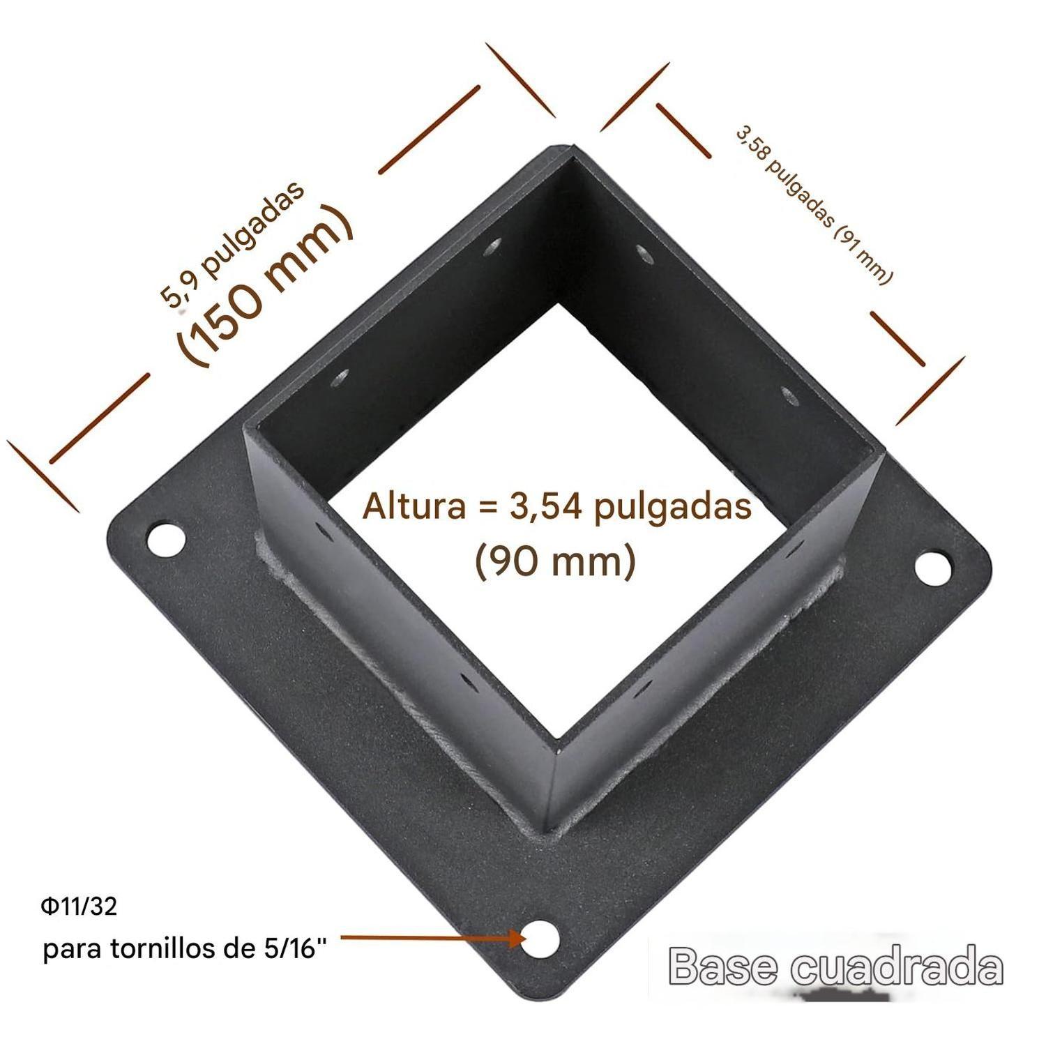 Base De Soporte Para Poste Madera 4x4 Metálica Terraza-4