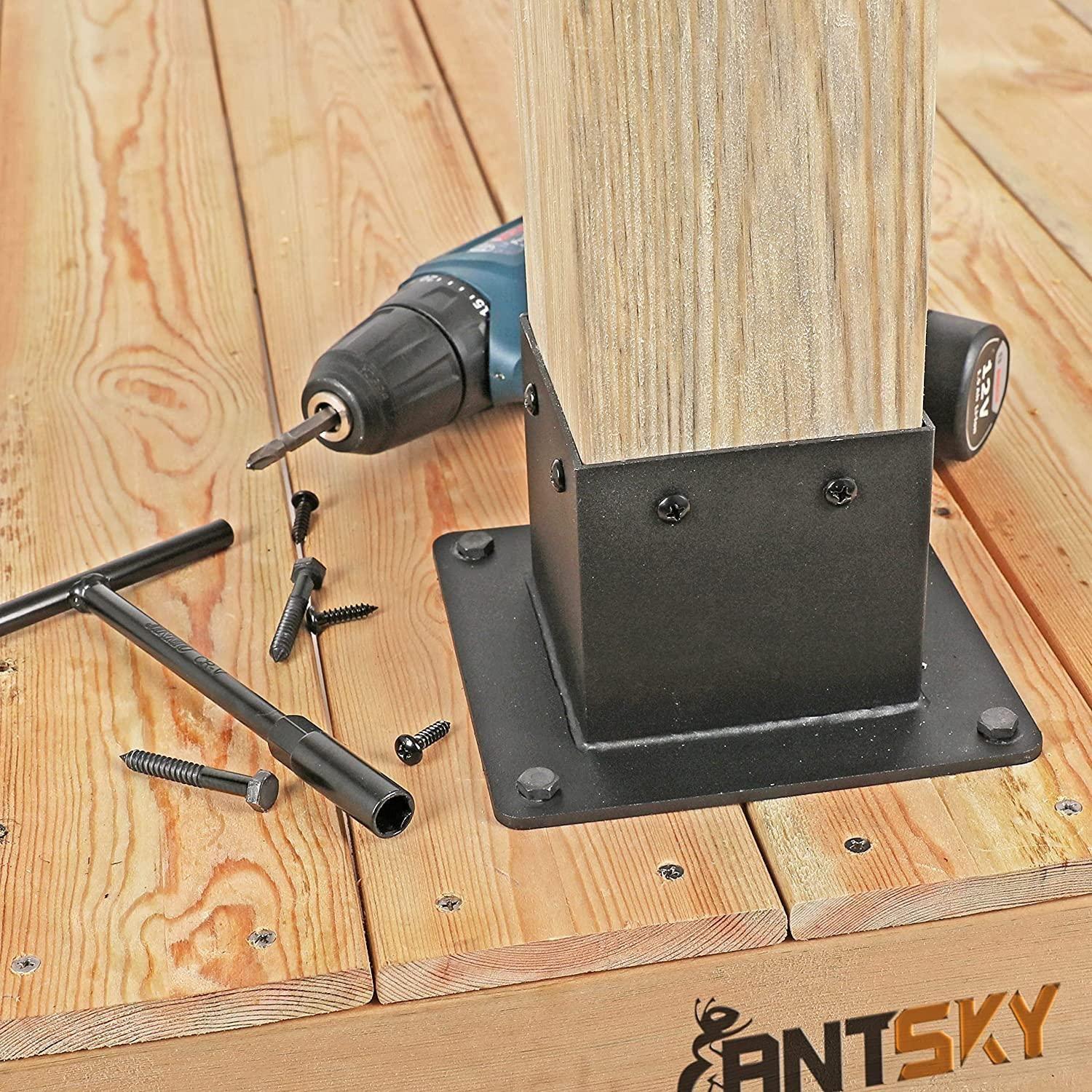Base De Soporte Para Poste Madera 4x4 Metálica Terraza-6