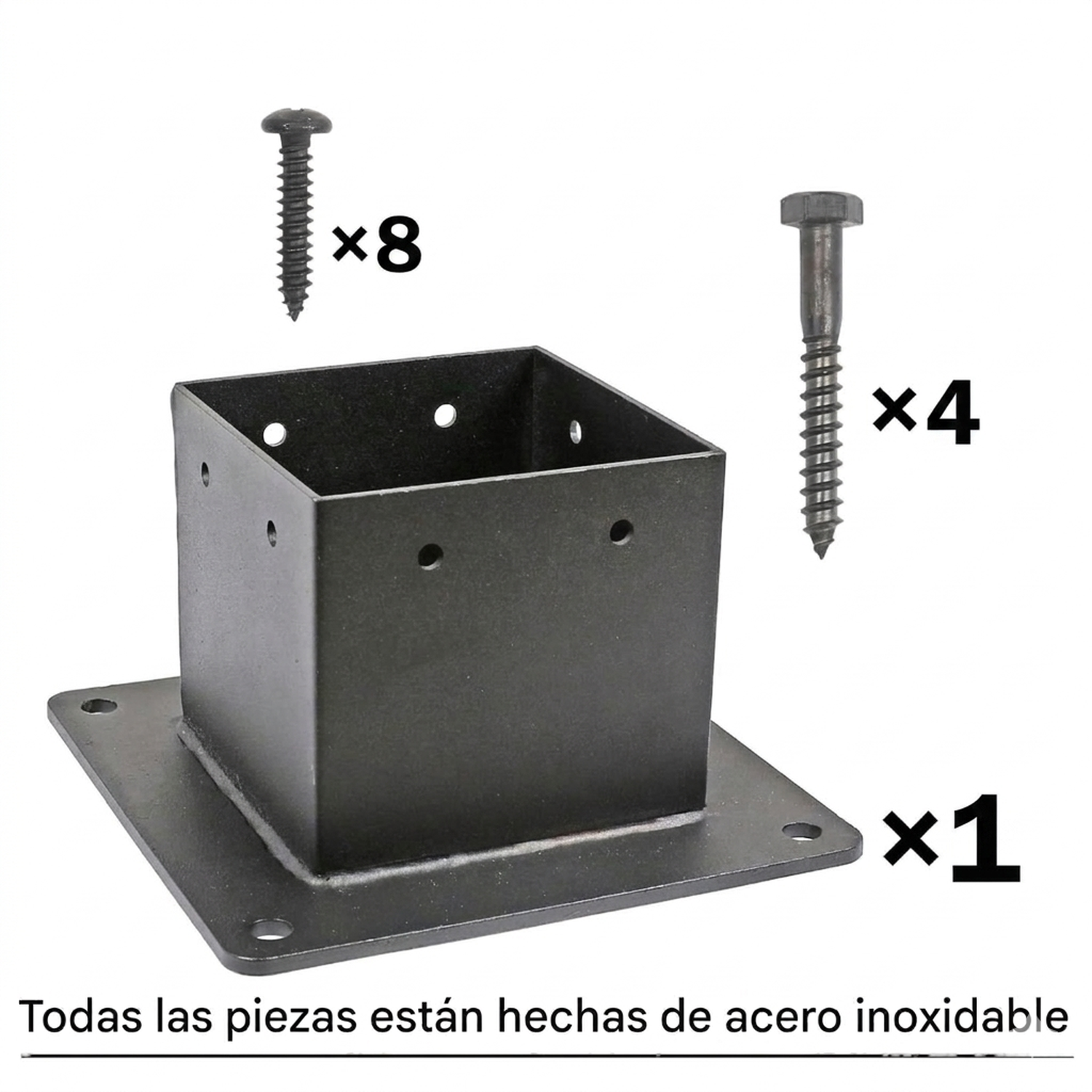 Base De Soporte Para Poste Madera 4x4 Metálica Terraza-7