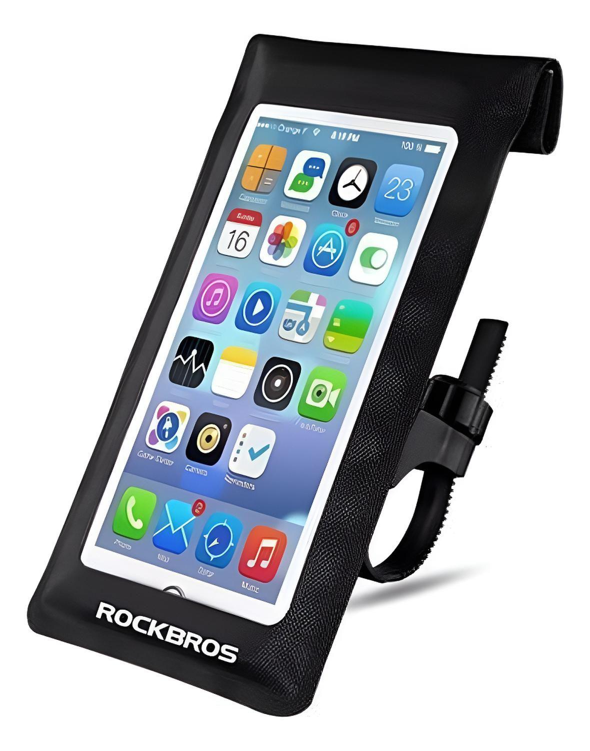 Soporte Funda Impermeable De Celular Para Bicicleta Rockbros Negro-0