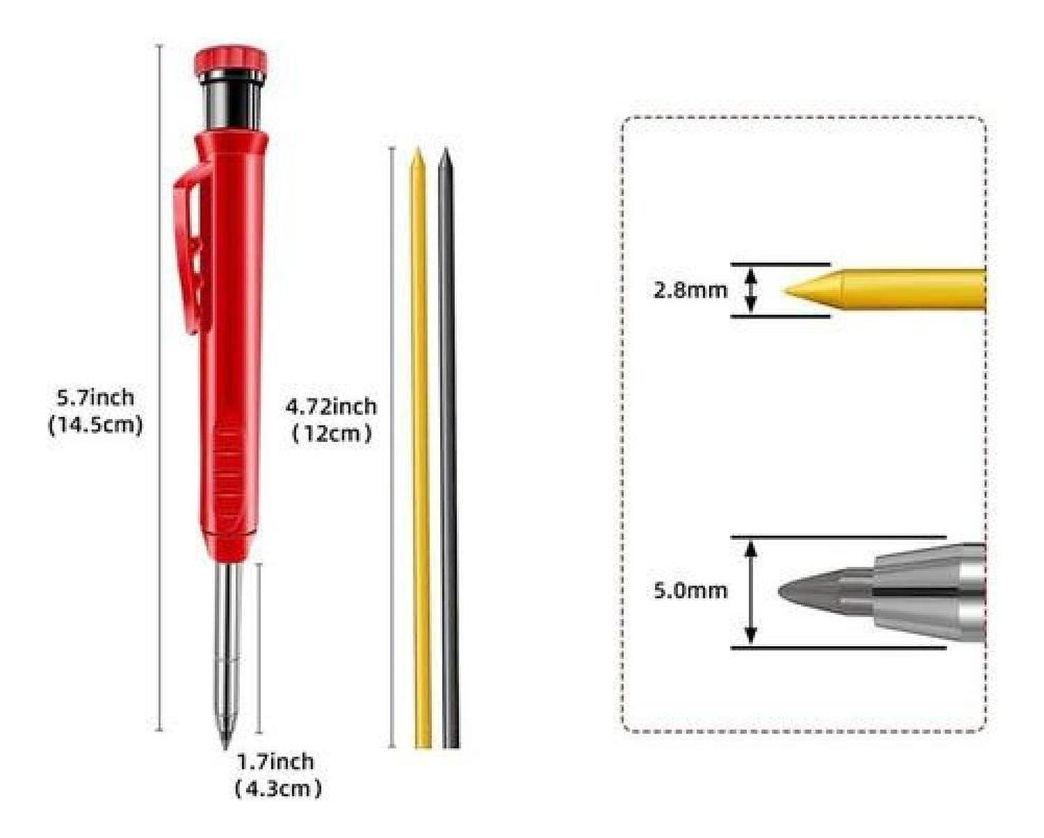 Lápiz Carpintero Profesional 6 Minas Marcador Solido Plomo-2