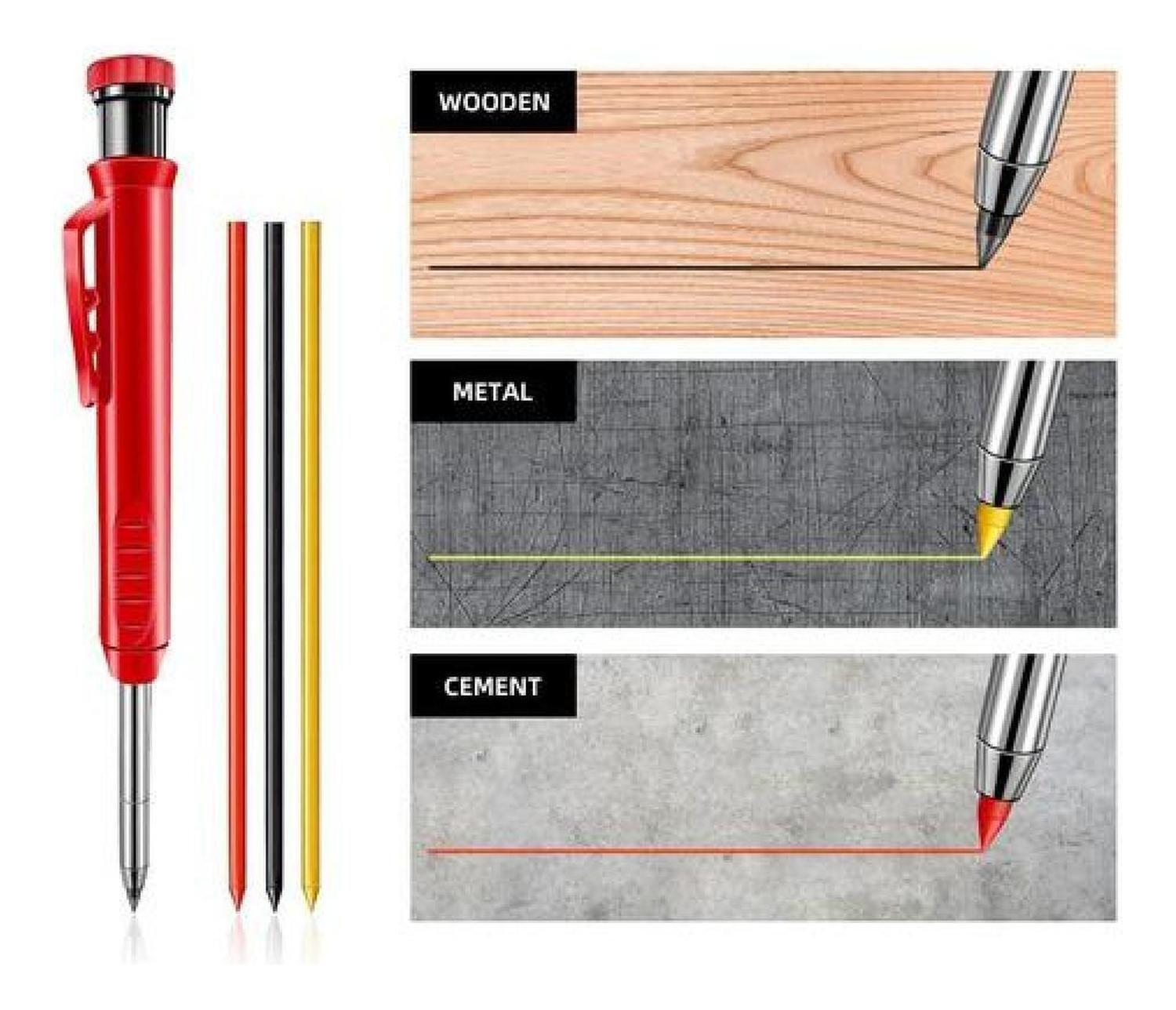 Lápiz Carpintero Profesional 6 Minas Marcador Solido Plomo-3