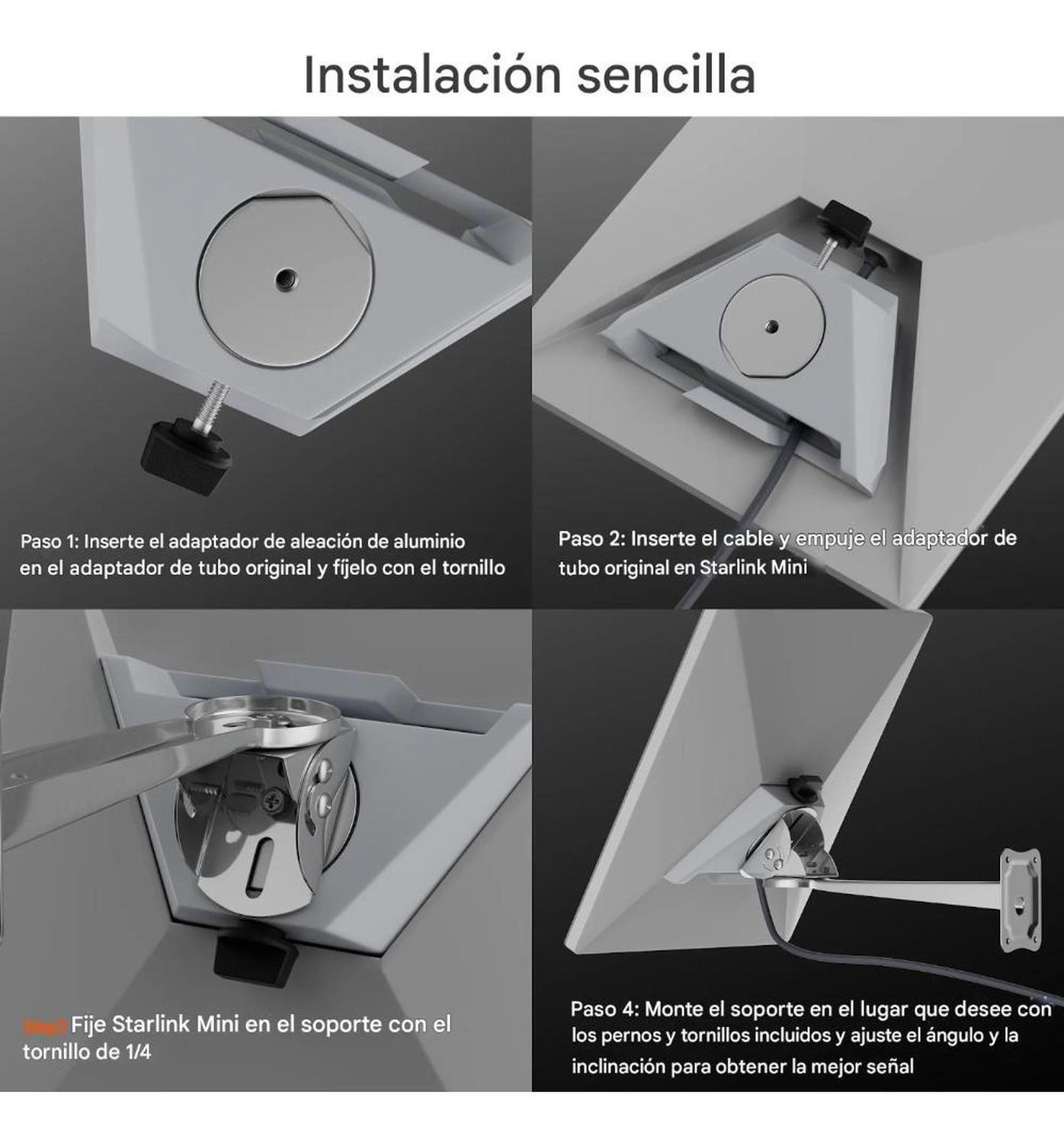 Soporte Pared Starlink Mini Ajustable Con Adaptador Aluminio Plateado-1