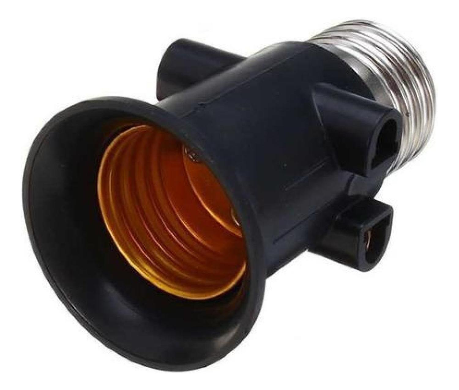 Soquete Enchufe Adaptador De Ampolleta E27 220v, Bombilla - Negro-2