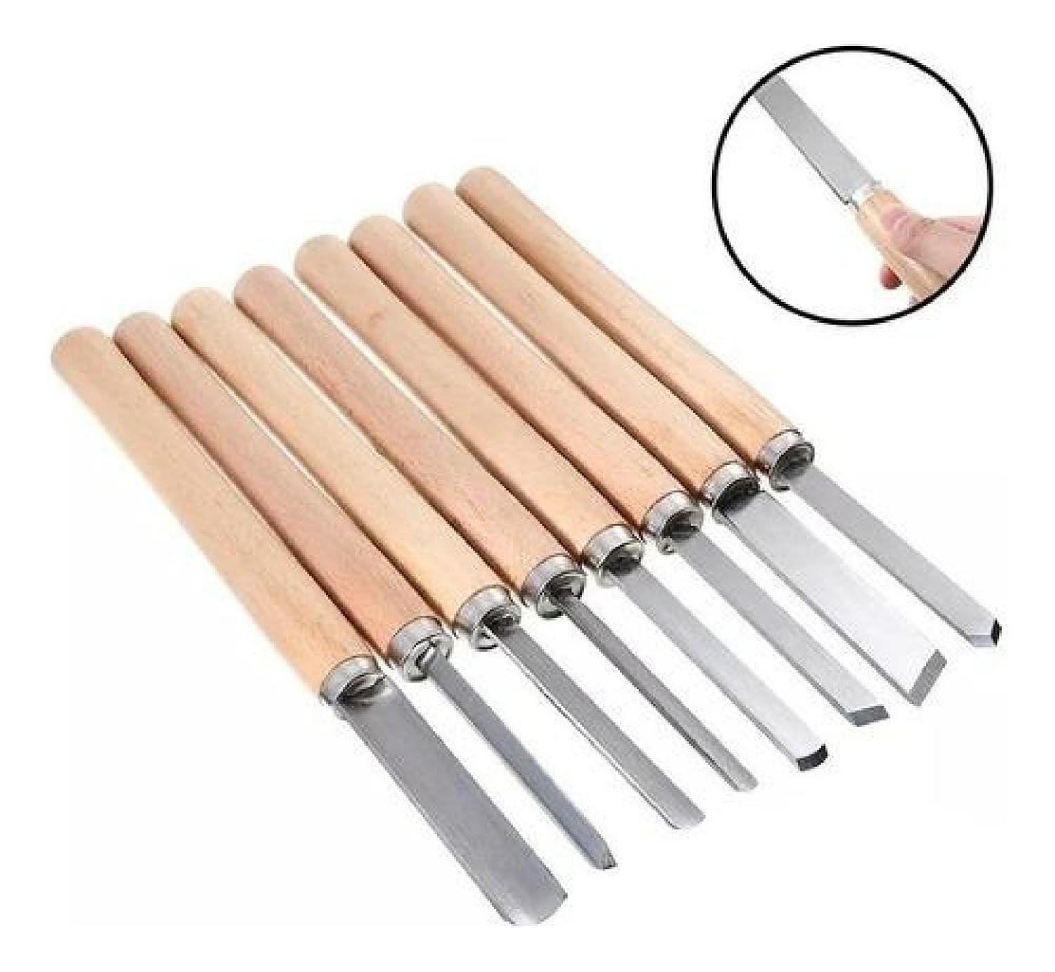 Set De 8 Gubias Cinceles Para Torno De Madera, Carpintería-0