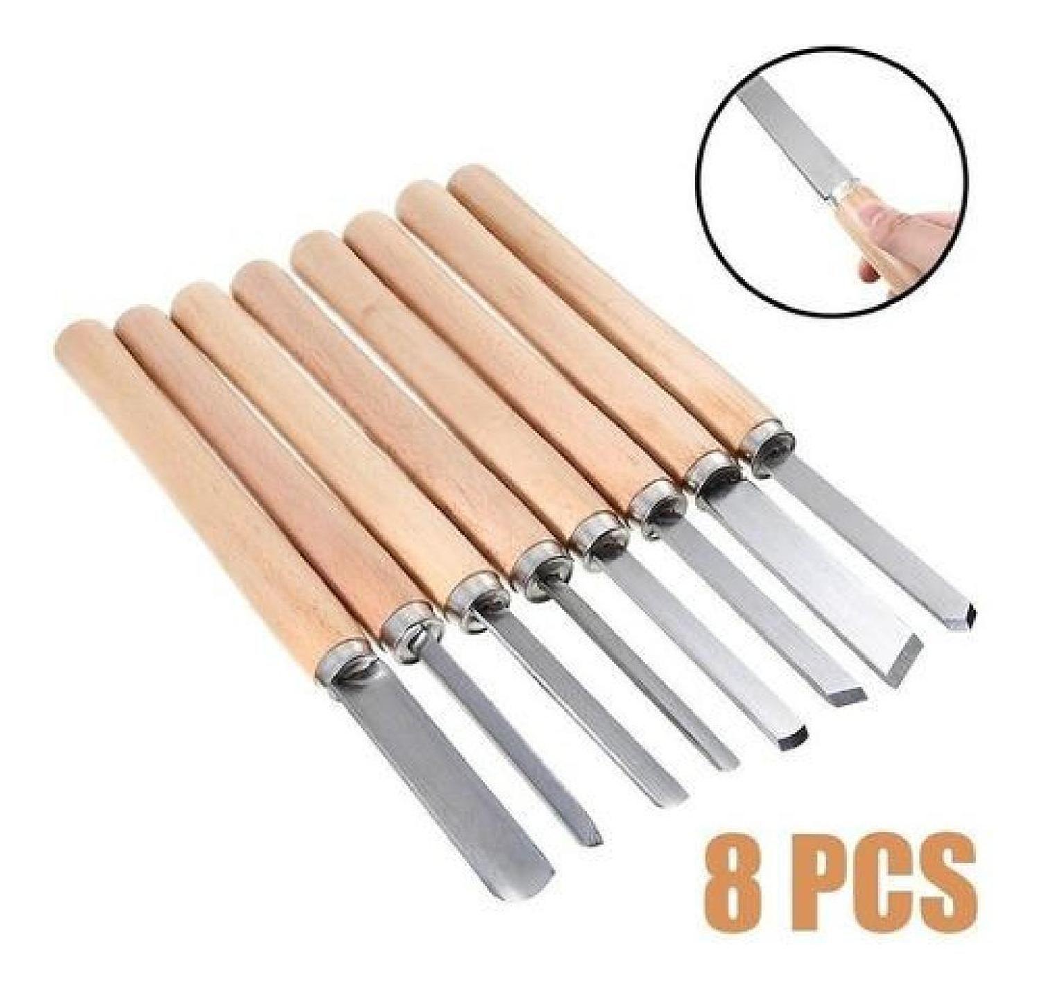 Set De 8 Gubias Cinceles Para Torno De Madera, Carpintería-1