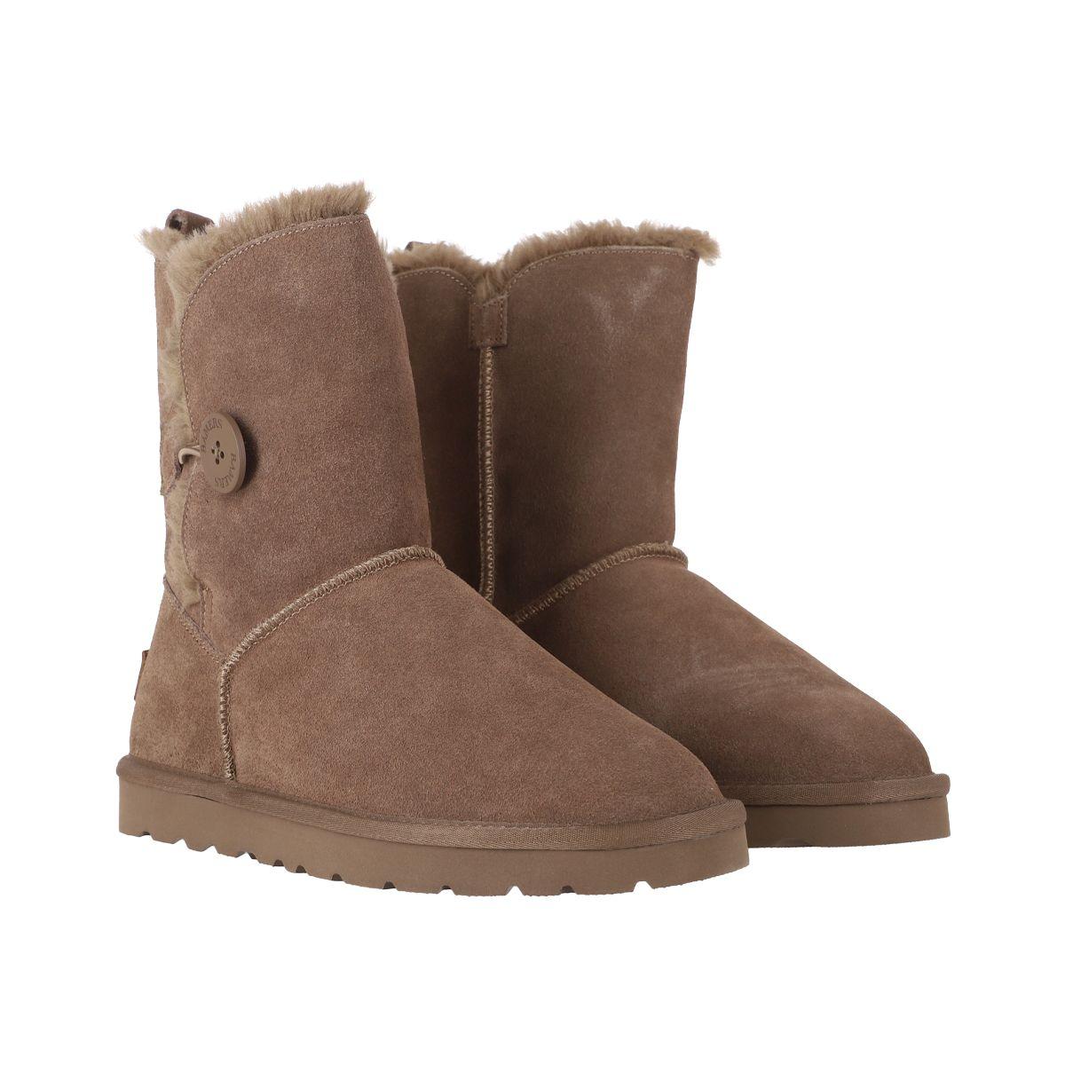Bota Mujer Cuero Blast Button Café Claro Bamers-4
