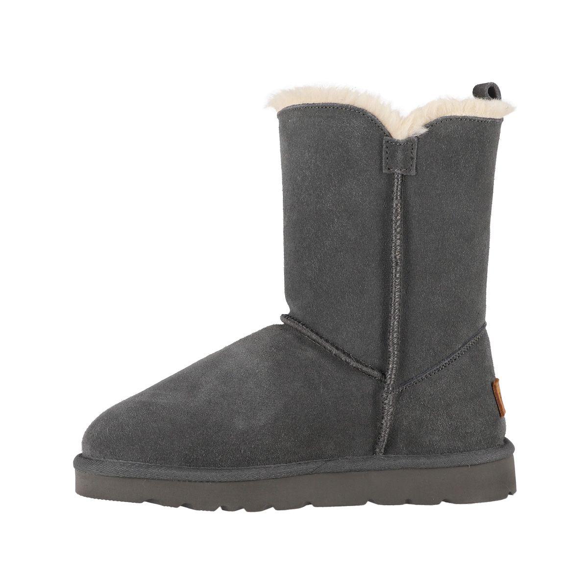 Botas Mujer Bamers Blast Button Cuero Gris Oscuro-1