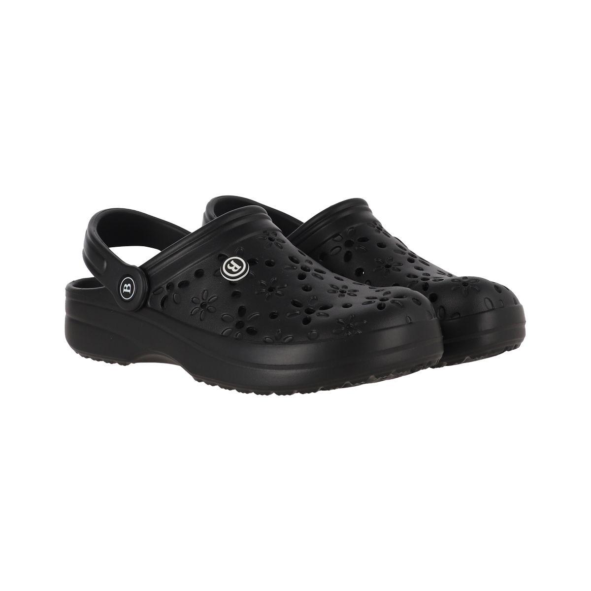 Zuecos Mujer Air Bamers Florales Negro-4
