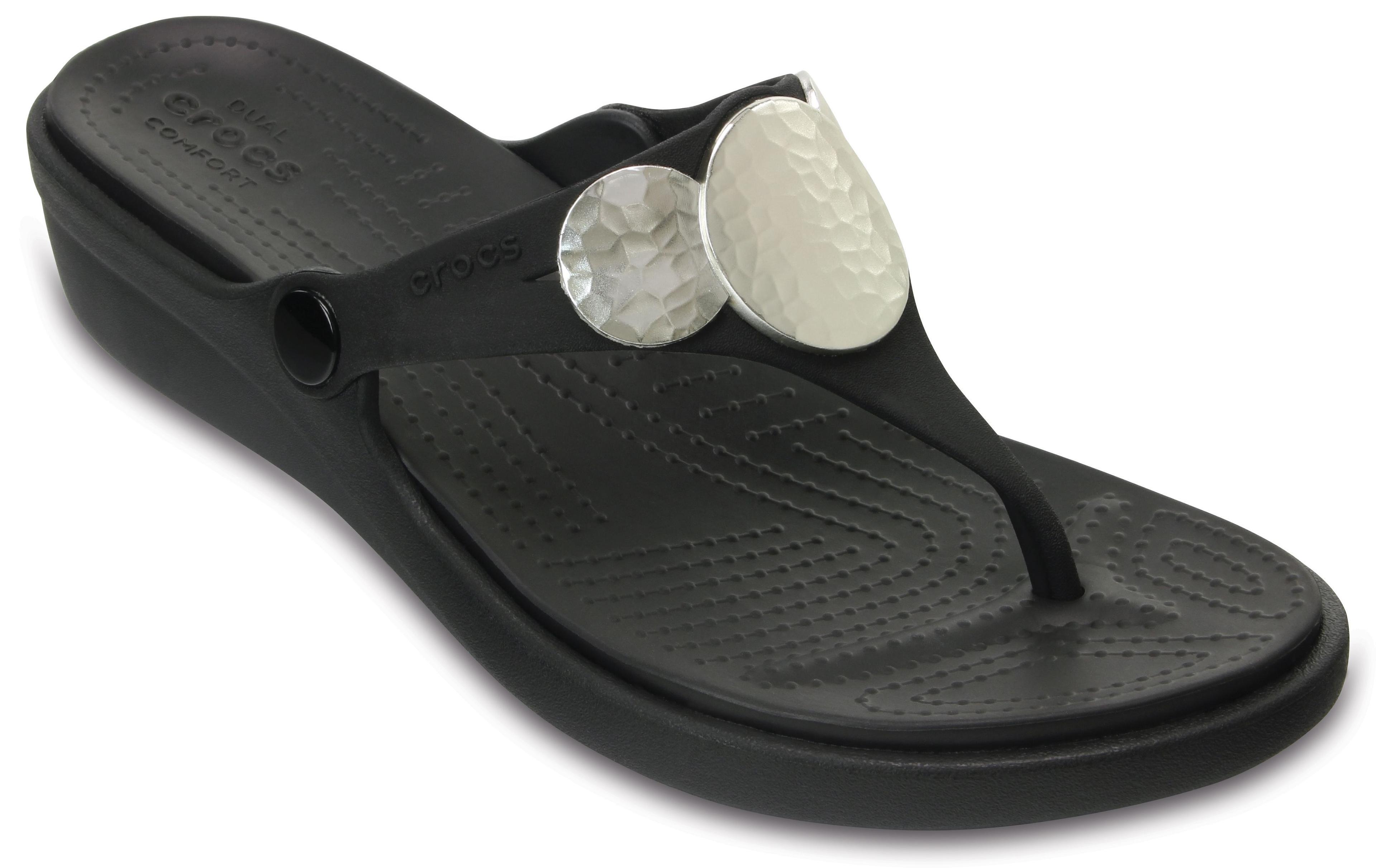 Sandalia Crocs Sanrah Embellished Wedge Flip Mujer Black-0