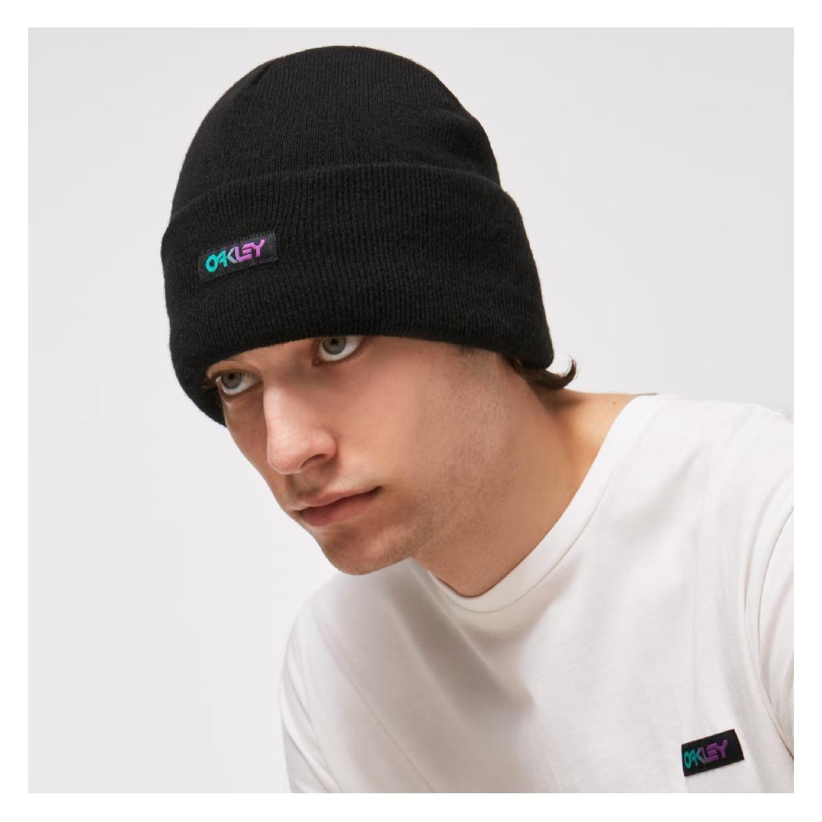 Beanie Oakley B1B Gradient Patch Hombre Negro-2