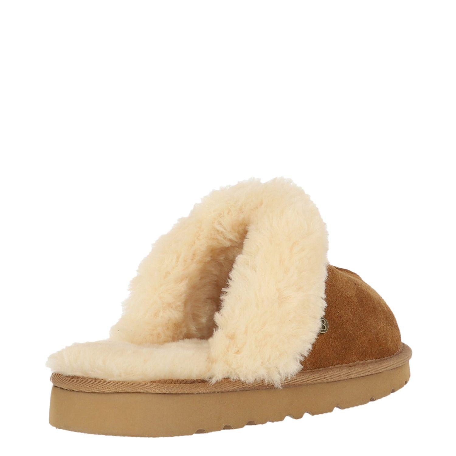 Pantufla Bamers Slipper Fur Leather Mujer Caramelo-2