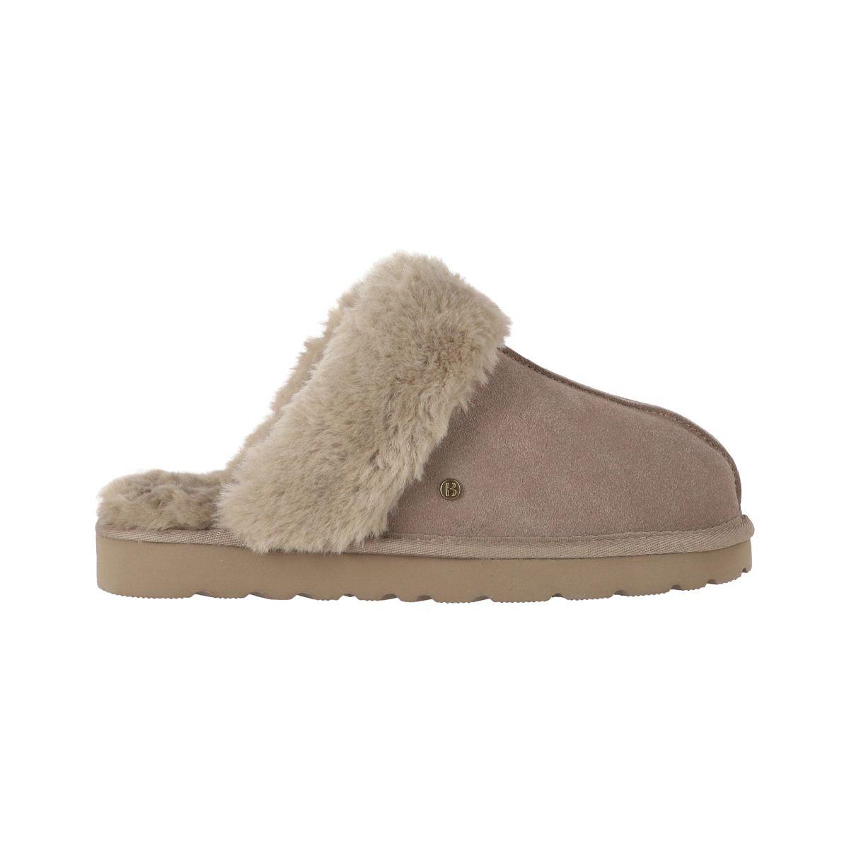 Pantuflas Mujer Cuero Fur Ii Taupe Bamers-0