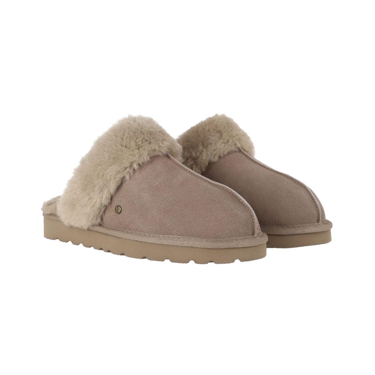 Pantuflas Mujer Cuero Fur Ii Taupe Bamers-4