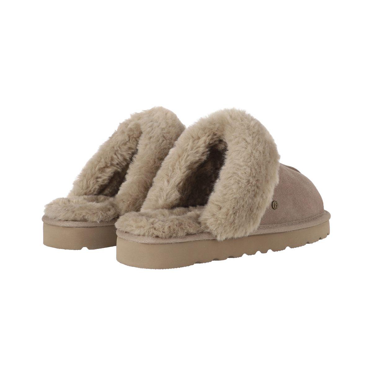 Pantuflas Mujer Cuero Fur Ii Taupe Bamers-5