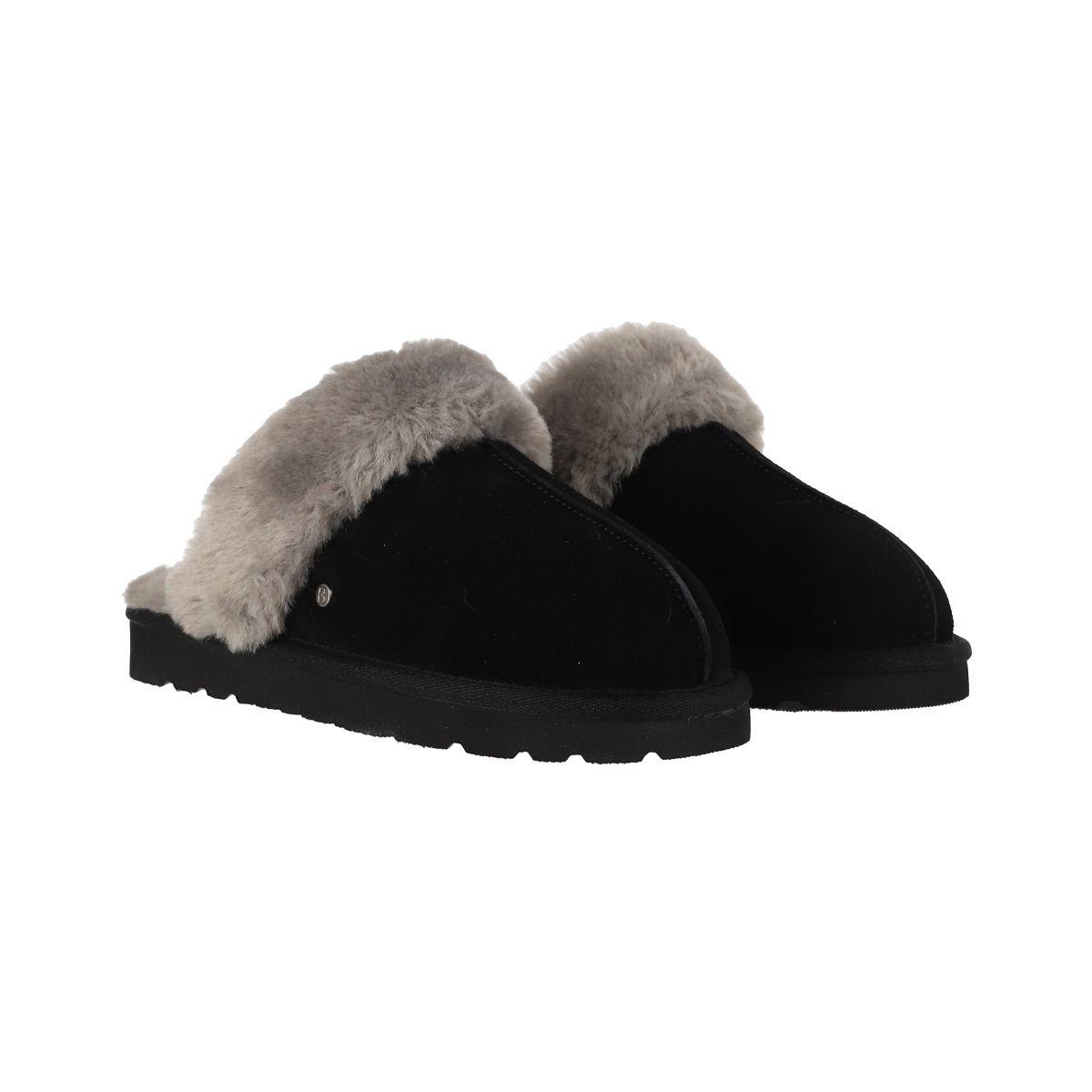 Pantuflas Mujer Cuero Fur Ii Negra Bamers-4