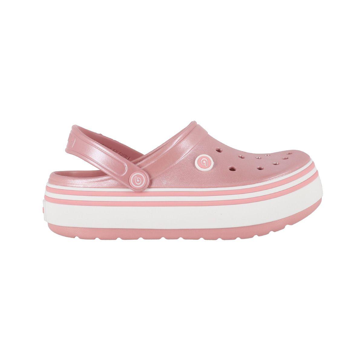 Zuecos Plataforma Mujer Bamers Rosa Metalico Airline-0