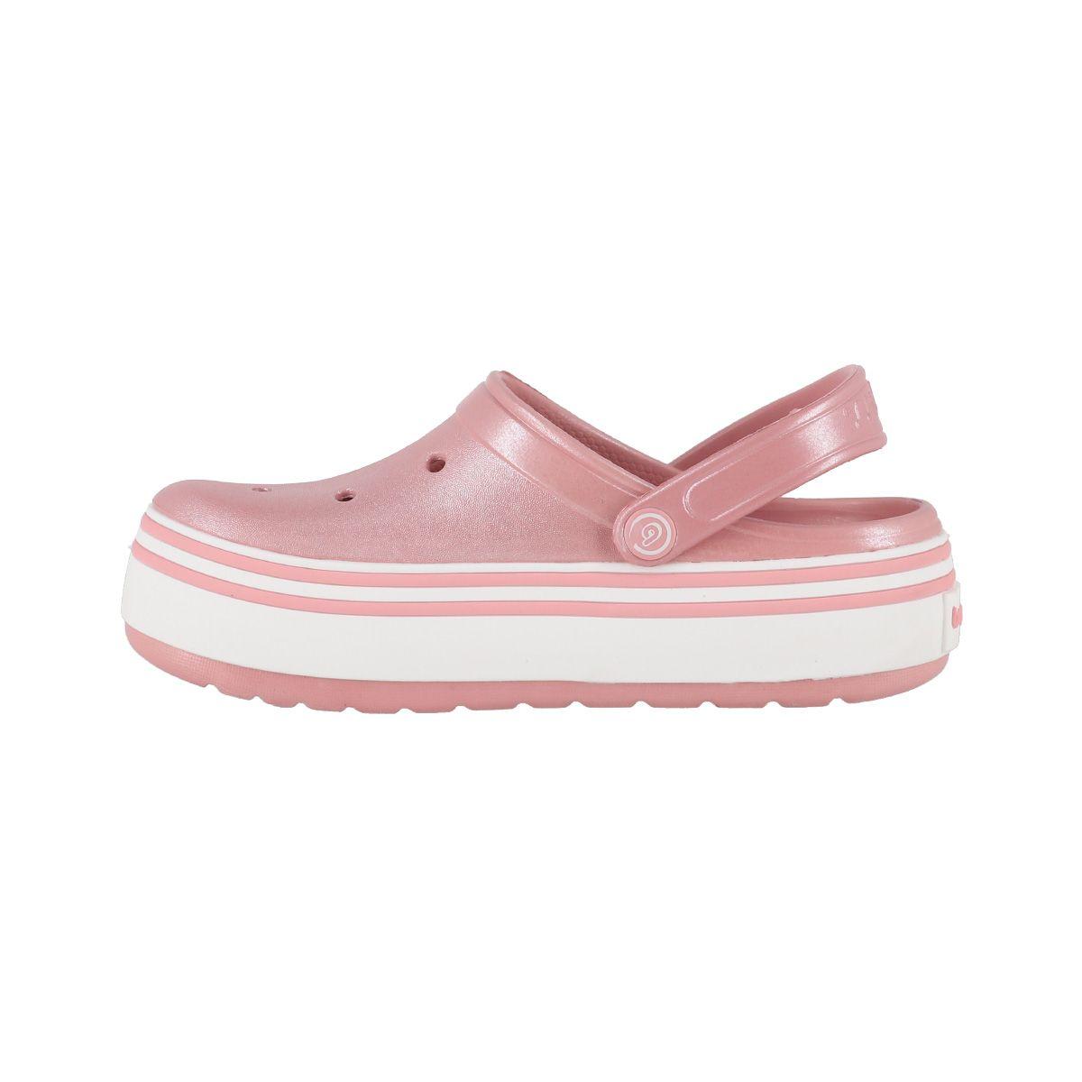 Zuecos Plataforma Mujer Bamers Rosa Metalico Airline-1