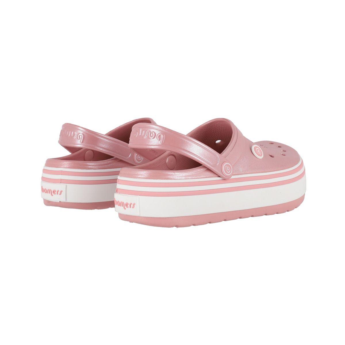 Zuecos Plataforma Mujer Bamers Rosa Metalico Airline-3