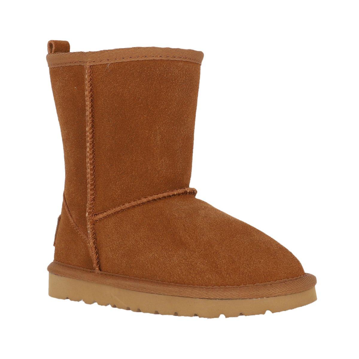 Bota Bamers Blast Cuero Niños Café-1