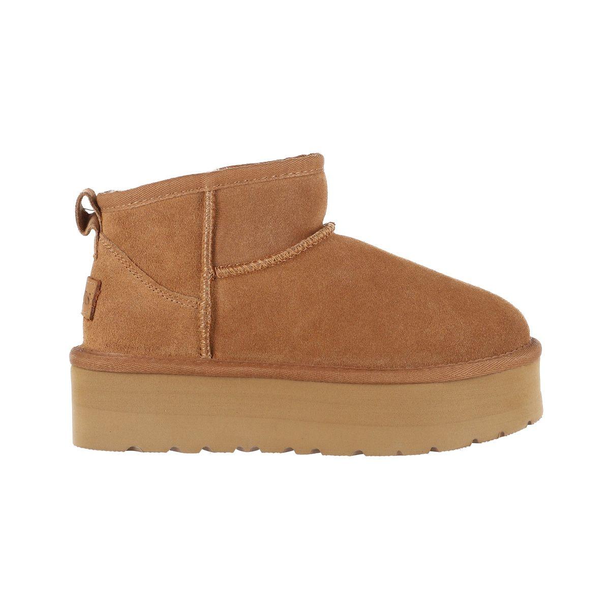 Botas Mujer Bamers Blast Mini Plataforma Cuero Caramelo-0