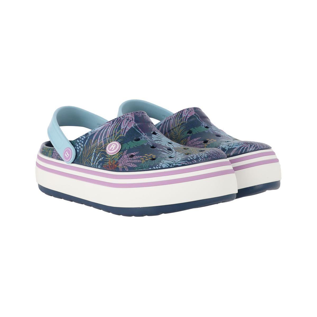 Zuecos Mujer Airline Plataforma Azul Marino Print Bamers-4