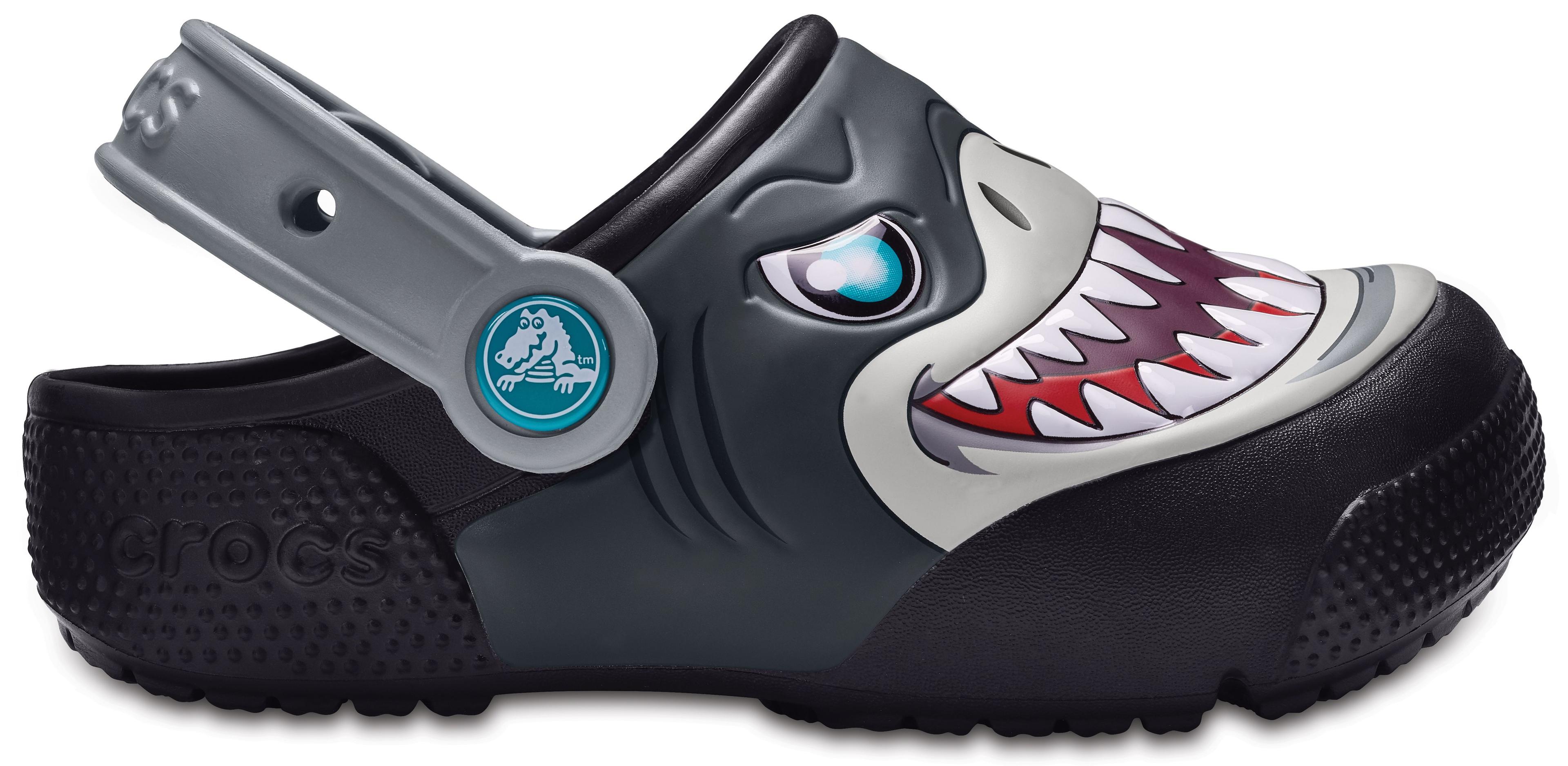 Zueco Crocs Fun Lab Lights K Shark Niño Black-1