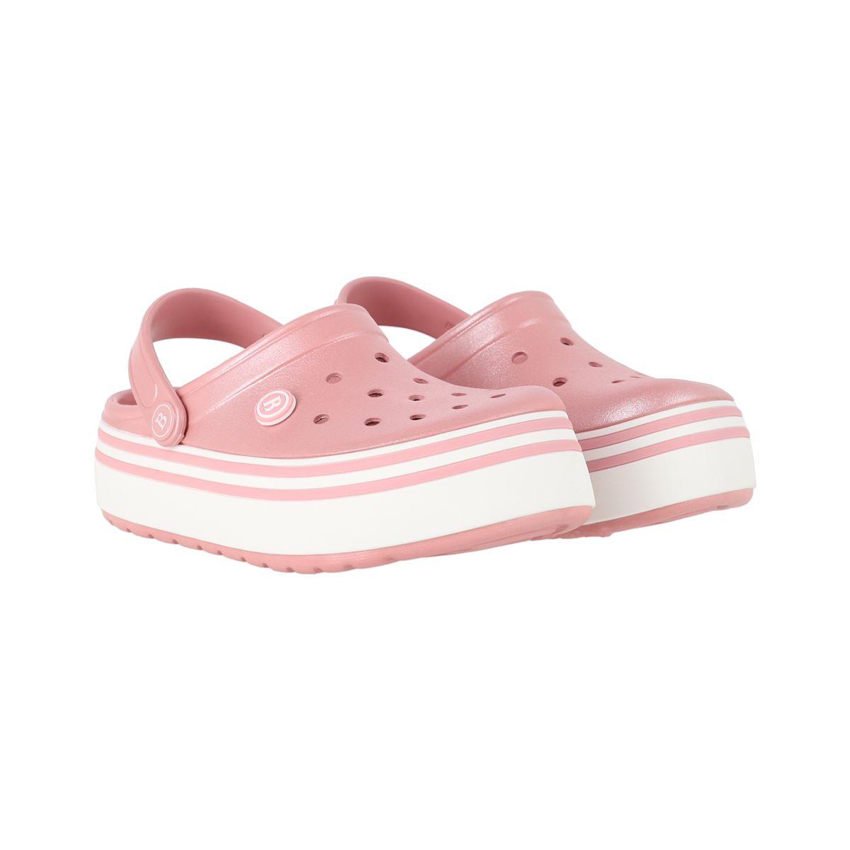 Zuecos Plataforma Niñas Bamers Airline Rosado Metálico-4