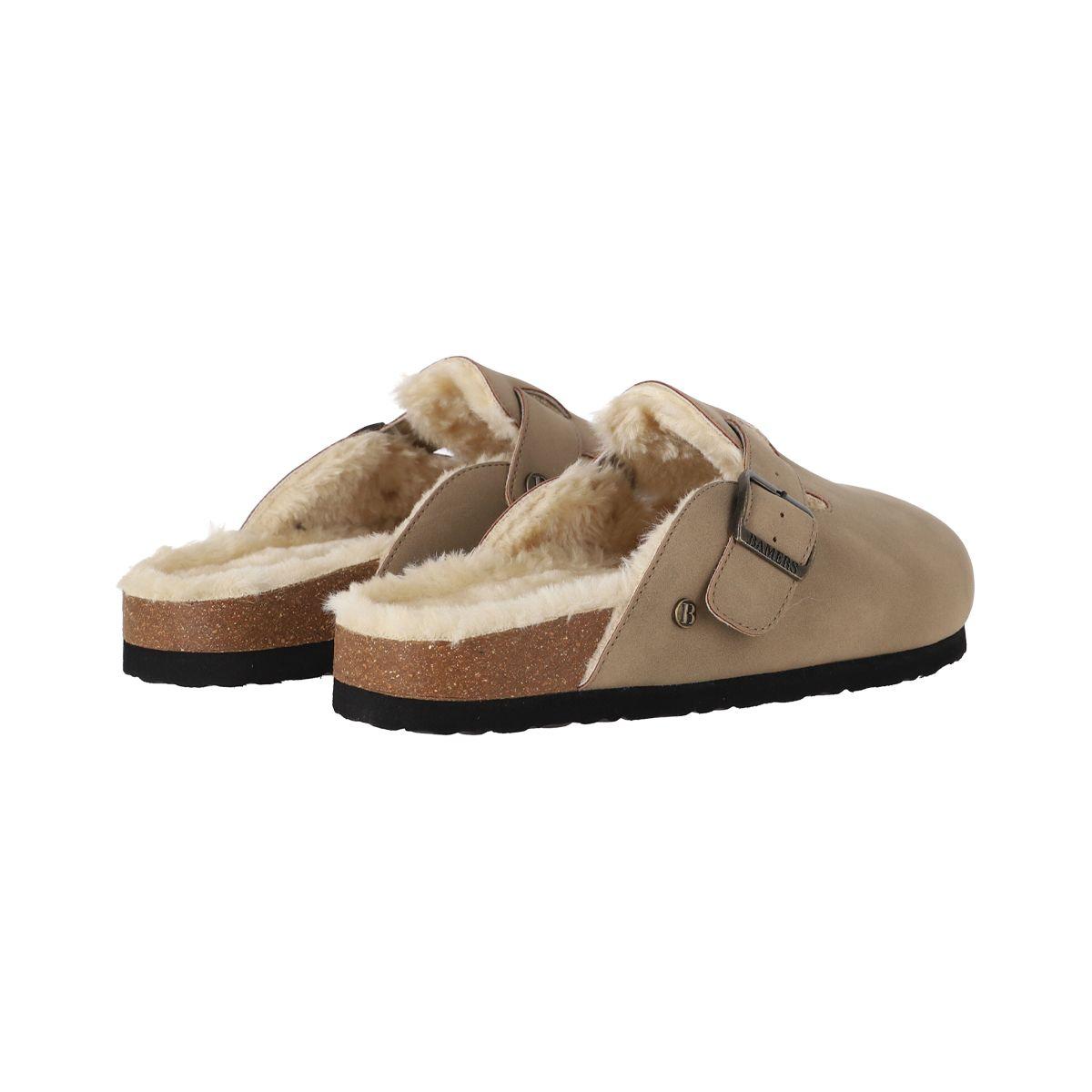 Zuecos Mujer Classic Buckle Fur Beige Bamers-4