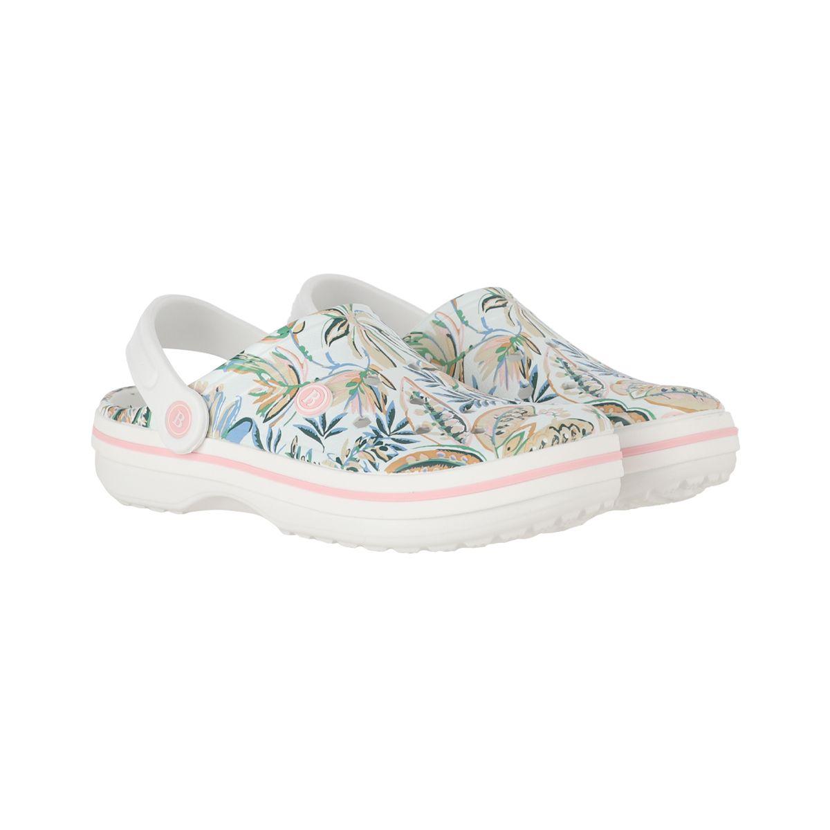 Zuecos Mujer Airline Bamers Estampado Blanco-4