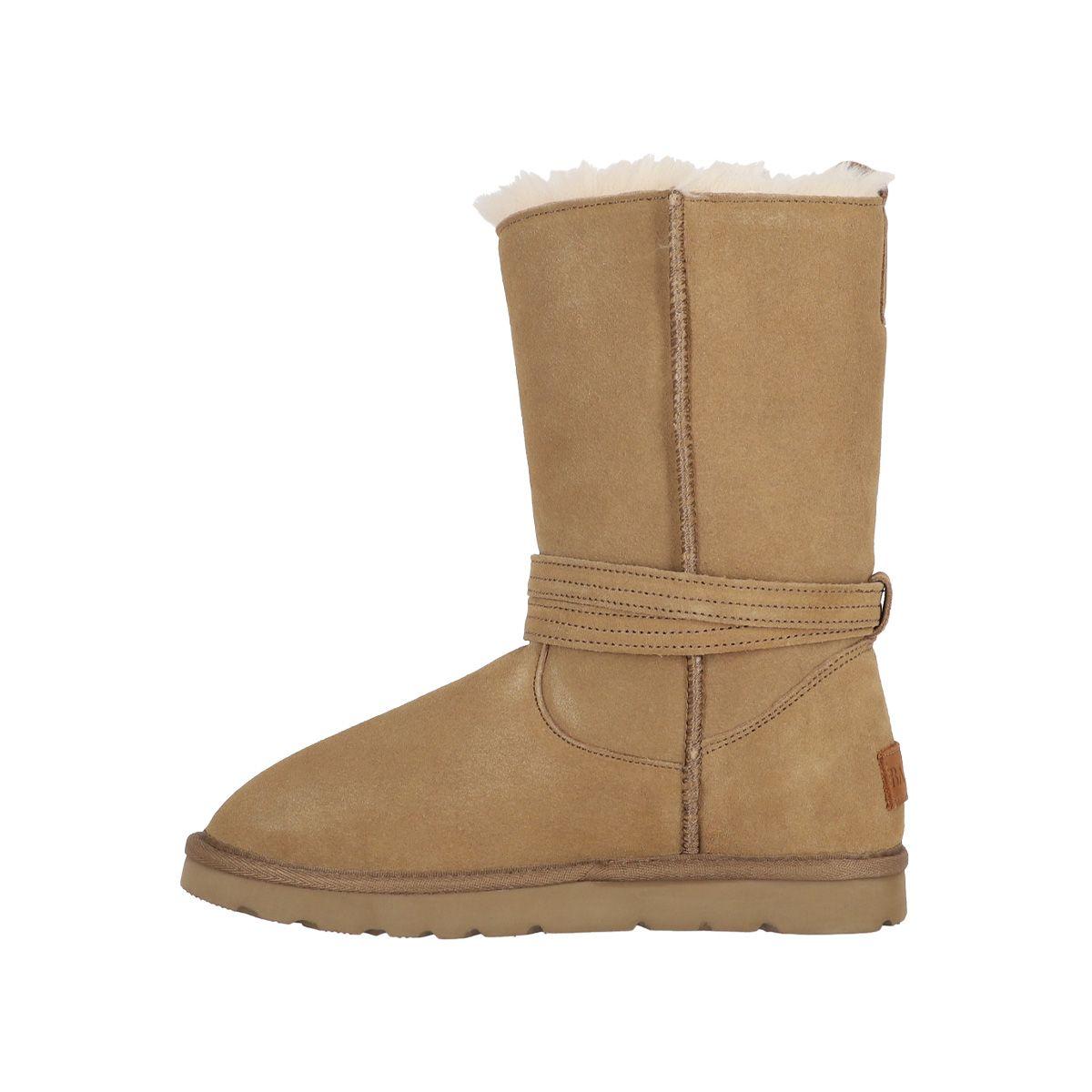 Bota Bamers Blast Belt Cuero Mujer Beige-1