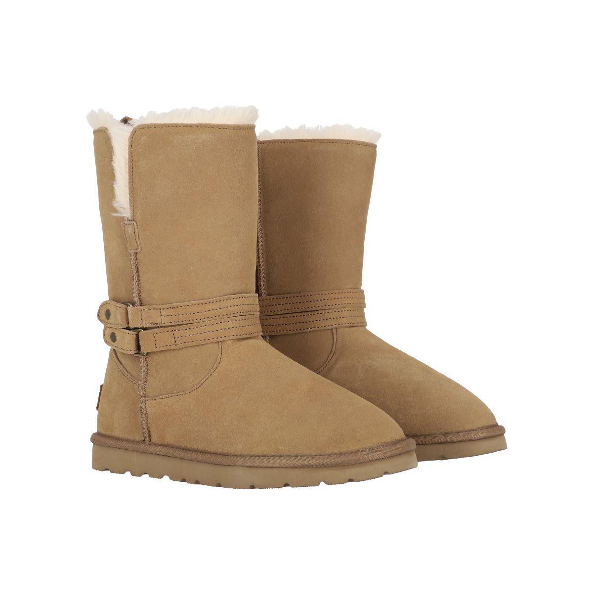 Bota Bamers Blast Belt Cuero Mujer Beige-4