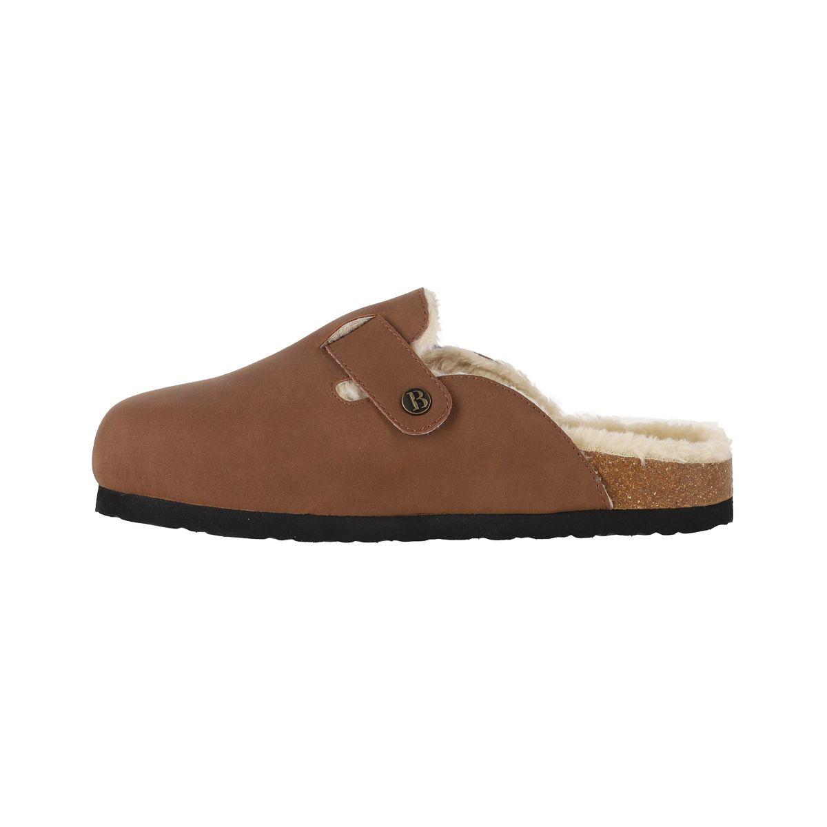 Zuecos Mujer Classic Buckle Fur Caramel Bamers-1