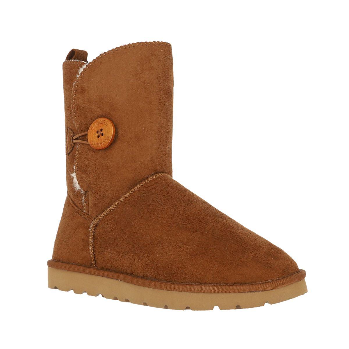 Bota Mujer Bamers Blast Button Fibra Café-1