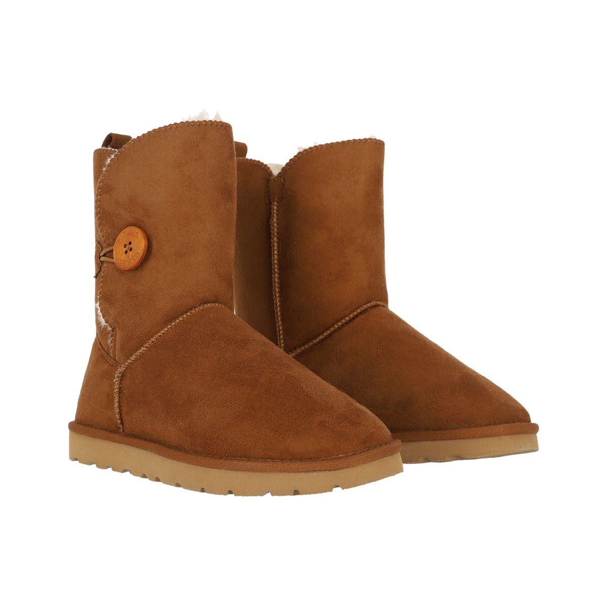 Bota Mujer Bamers Blast Button Fibra Café-2