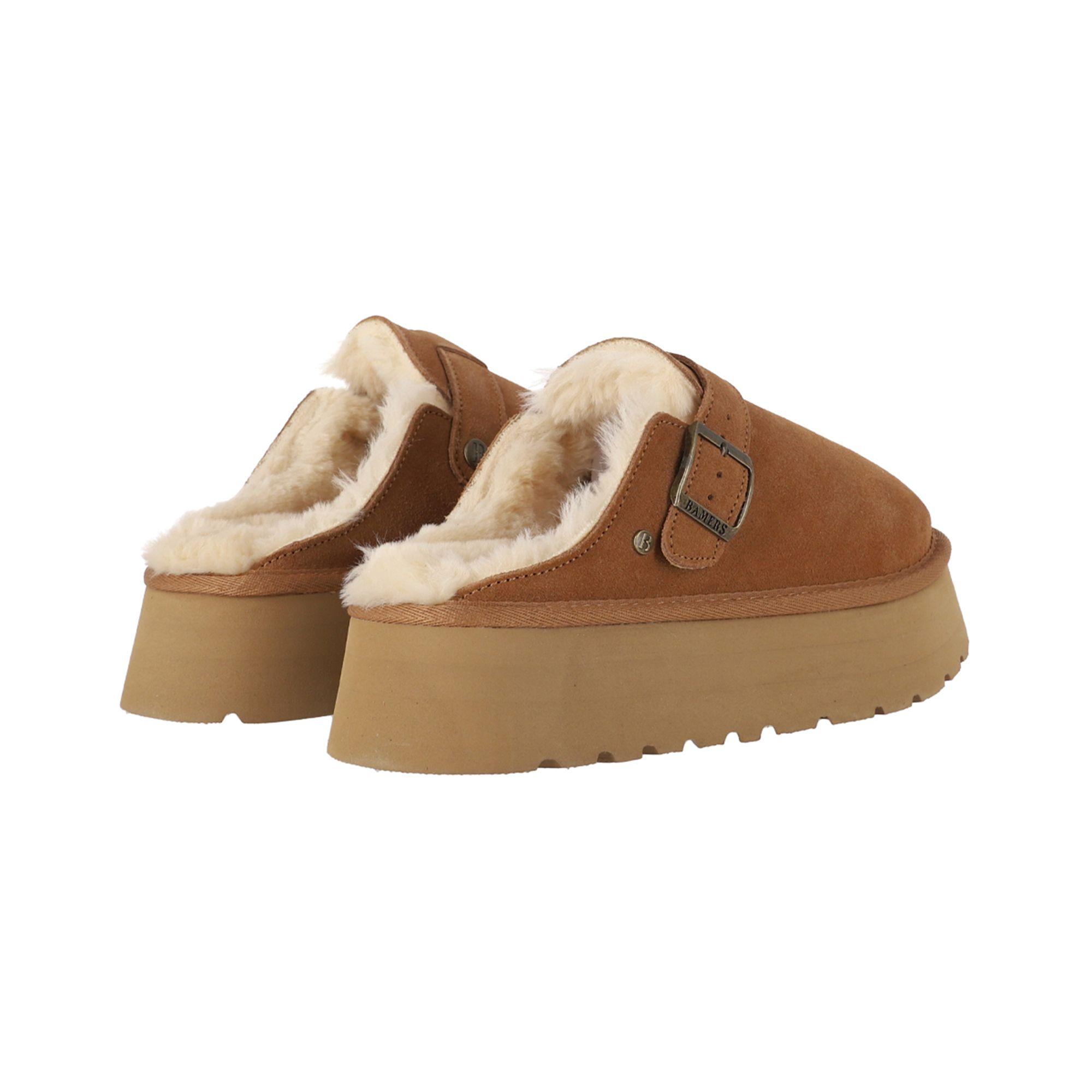 Zuecos Mujer Cuero Ravelo Caramel Plataforma Bamers-5