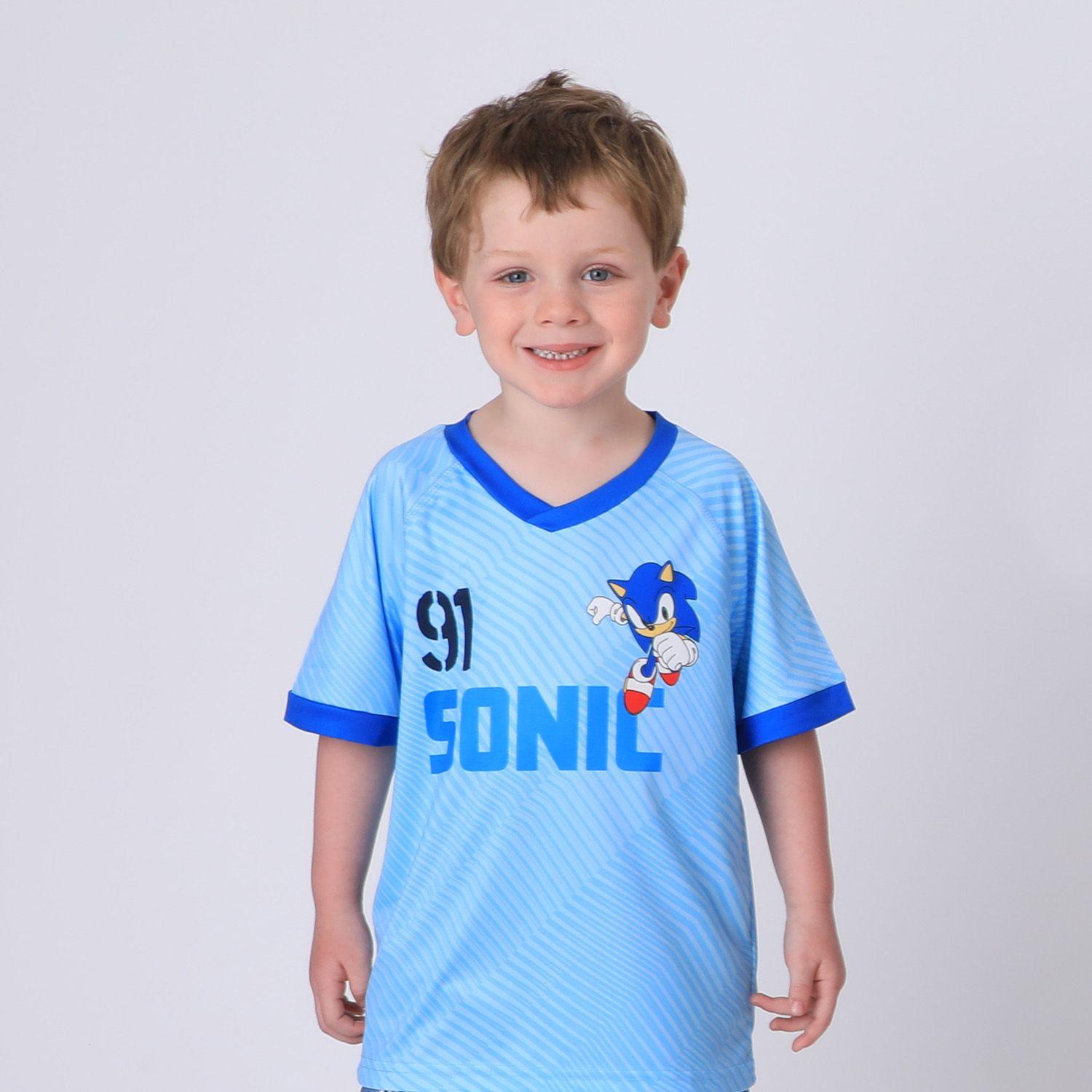 Polera Manga Corta Niño Celeste Fútbol Sonic-0