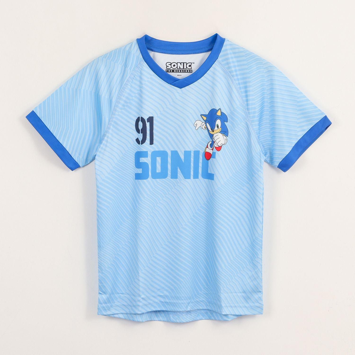 Polera Manga Corta Niño Celeste Fútbol Sonic-1
