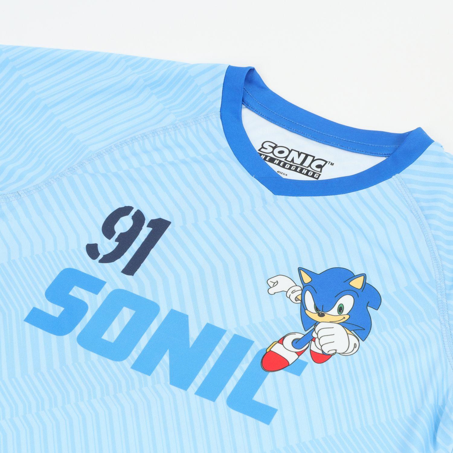 Polera Manga Corta Niño Celeste Fútbol Sonic-3