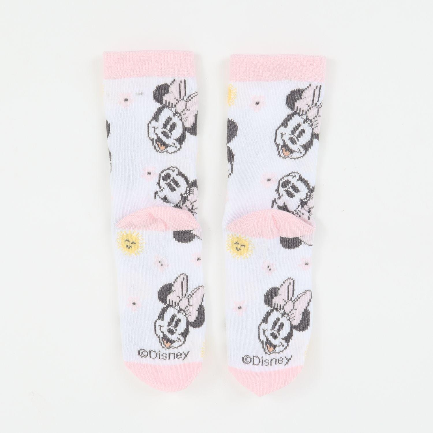 Tripack Calcetines Niña Rosado Flores Minnie Disney-5