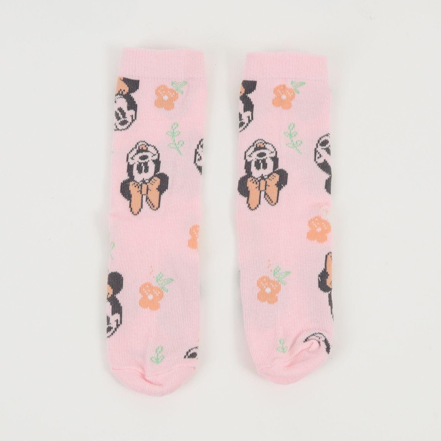 Tripack Calcetines Niña Rosado Flores Minnie Disney-8